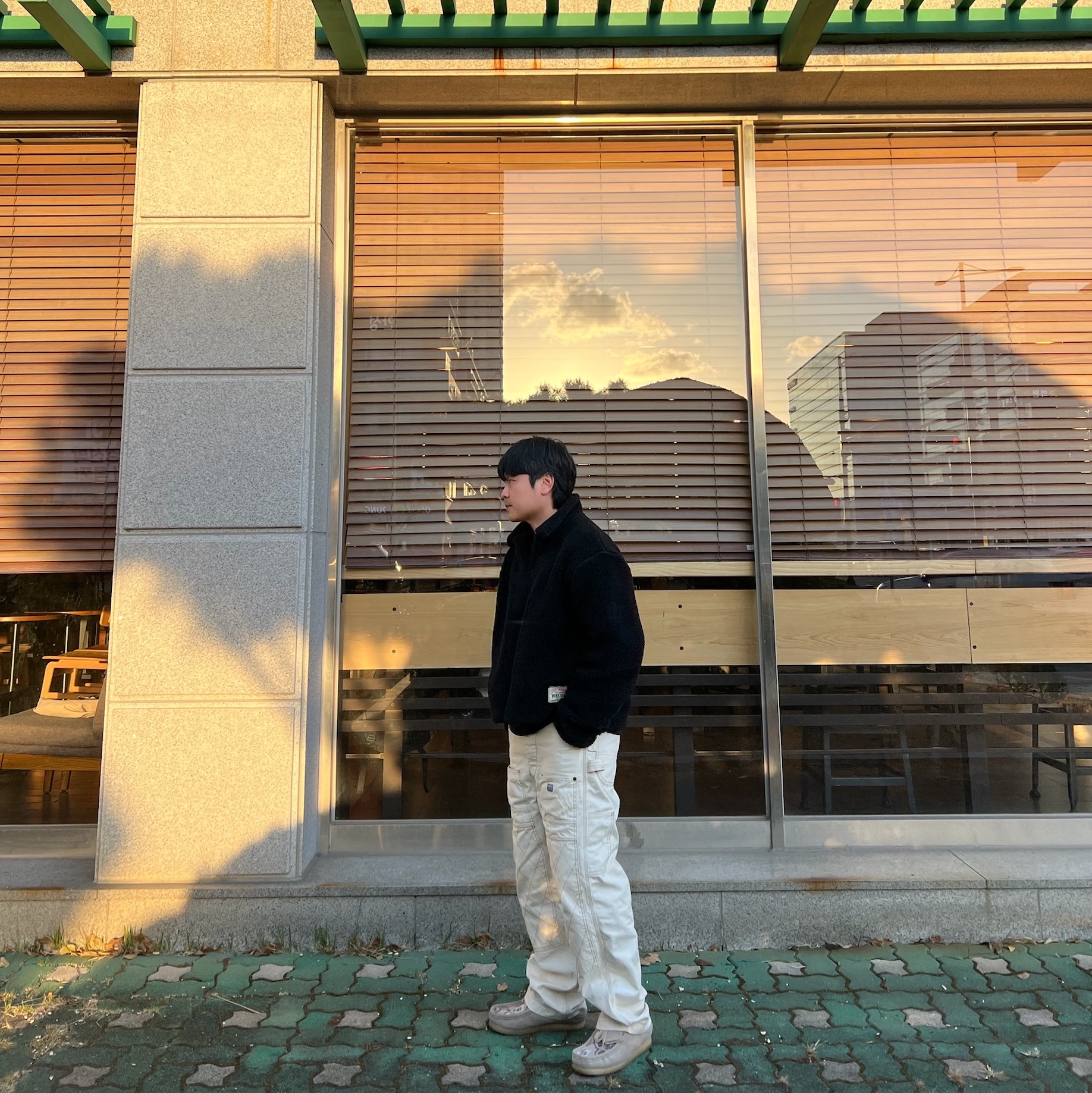 Stussy x Our Legacy Work Shop Runner Fleece Pullover Black, Kapital Thin Canvas Lumbar Pants Kinari 착용 스타일 - 2