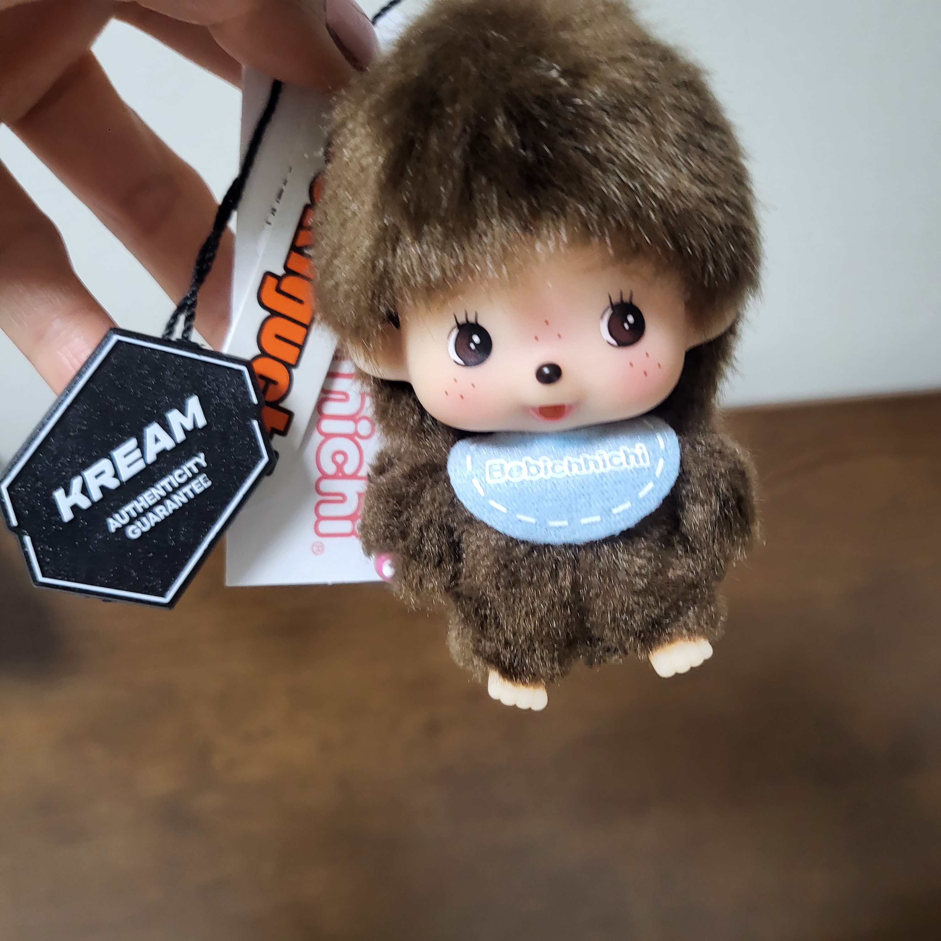 Monchhichi Bebichhichi Bighead SS Boy Key Chain Blue 착용 스타일 - 2