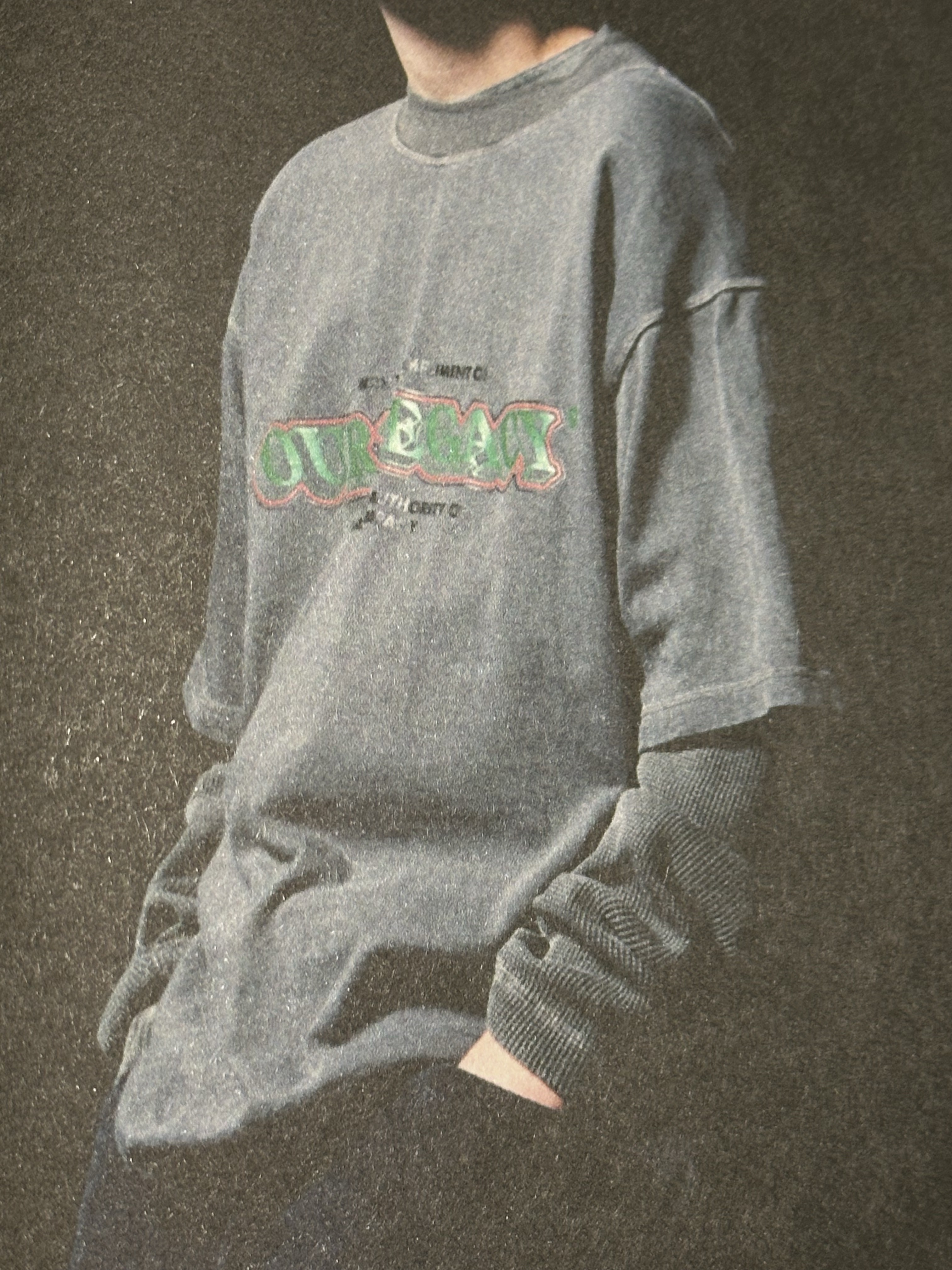 C.P. Company x Our Legacy Work Shop Heavy Jersey Short Sleeve T-Shirt After Dark Grey - 25FW 착용 스타일 - 2
