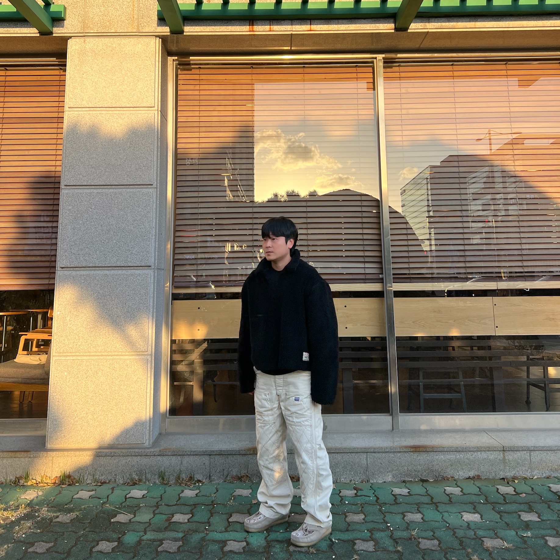 Stussy x Our Legacy Work Shop Runner Fleece Pullover Black, Kapital Thin Canvas Lumbar Pants Kinari 착용 스타일 - 1