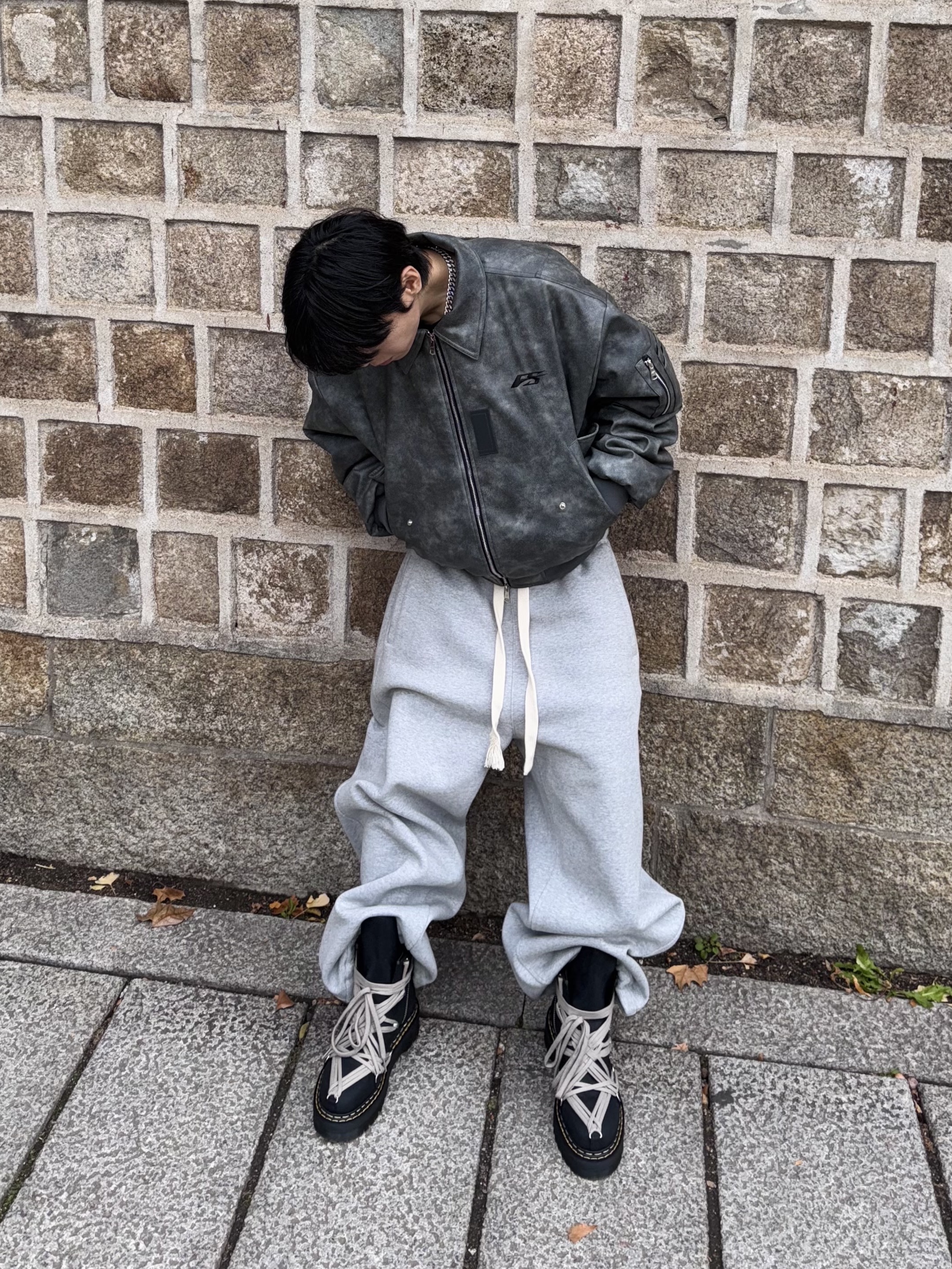 Force Sensitive FS Leather MA-1 Black, Nonnod Scuba Pajama Pants Grey 착용 스타일 - 1