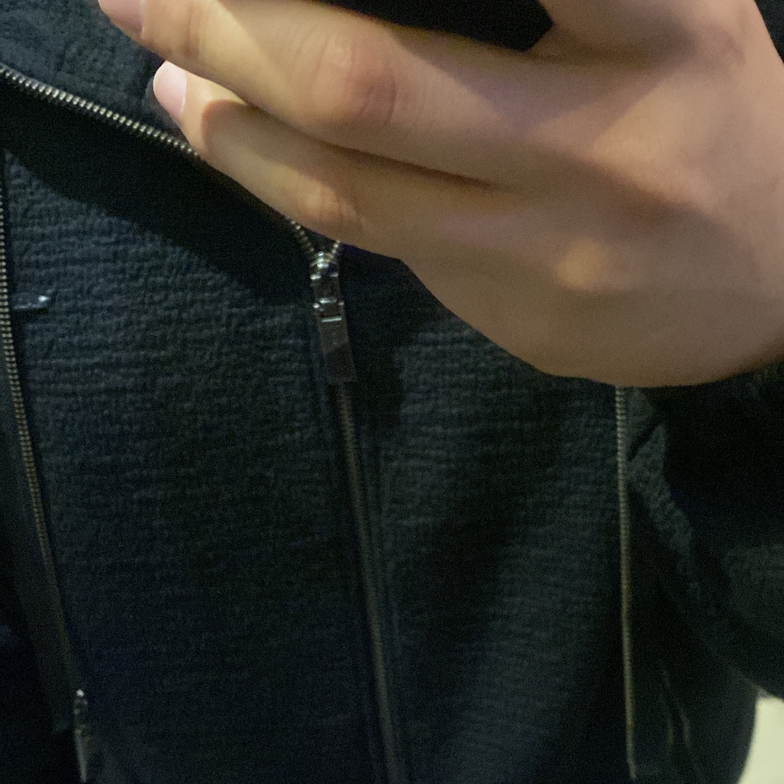 Ader Error Realce Hoodie Zip-Up Product 31 Noir 착용 스타일