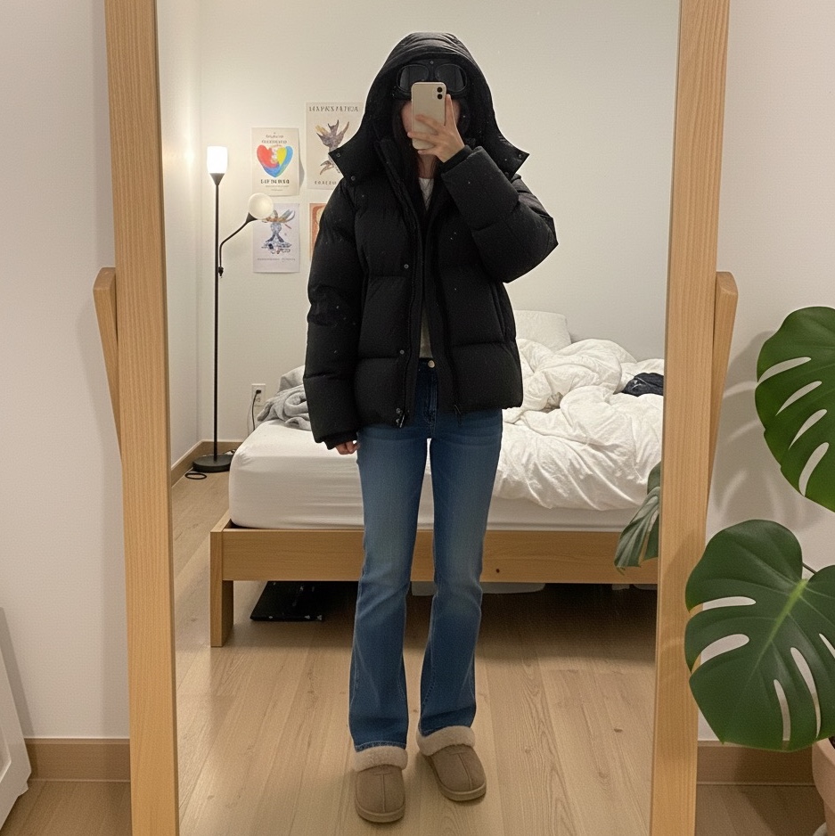 C.P. Company Co-Ted Goggle Down Jacket Black - 23FW, (W) UGG Tazzette Slipper Smoke Plume 착용 스타일