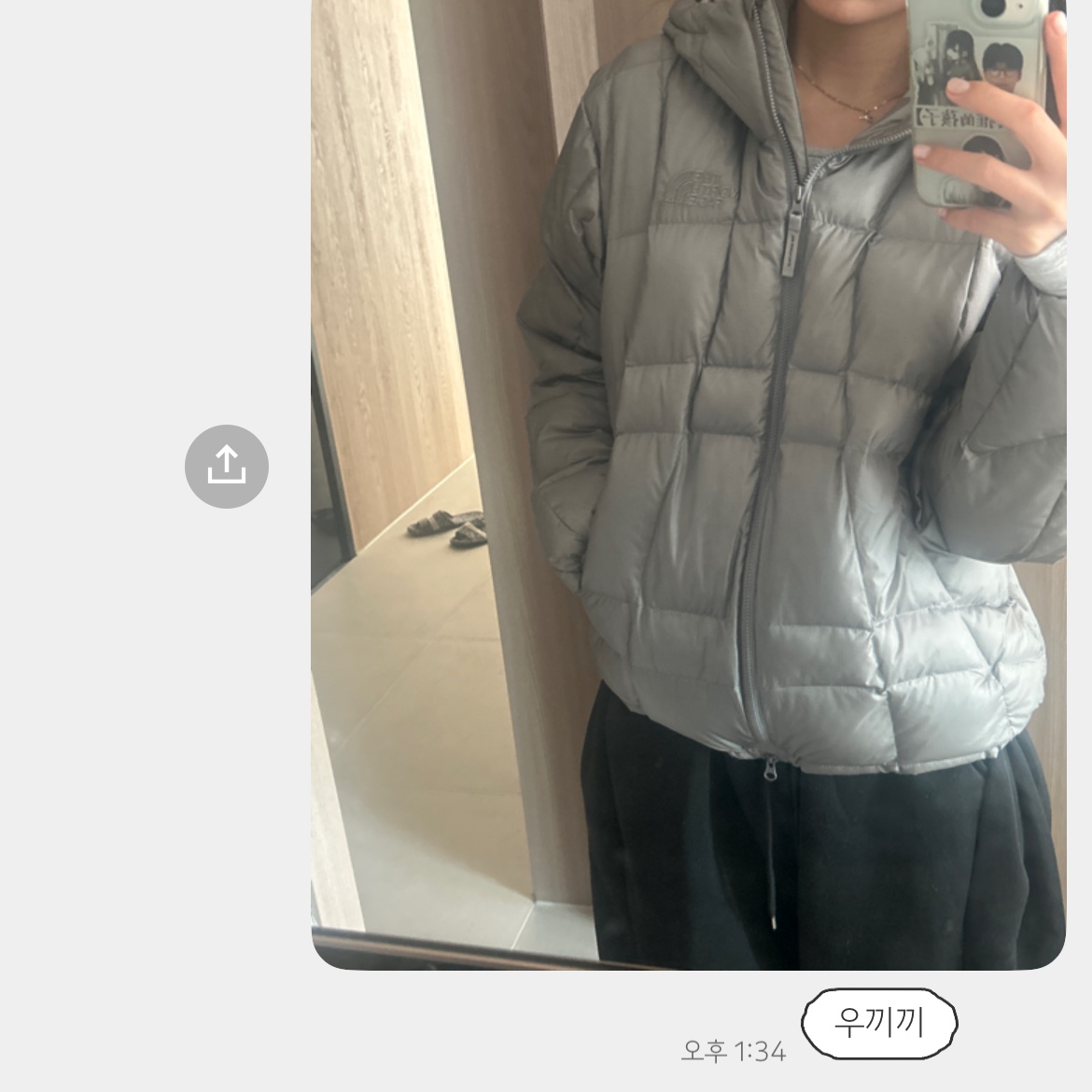 The North Face Wave LT On Jacket Gray 착용 스타일 - 2