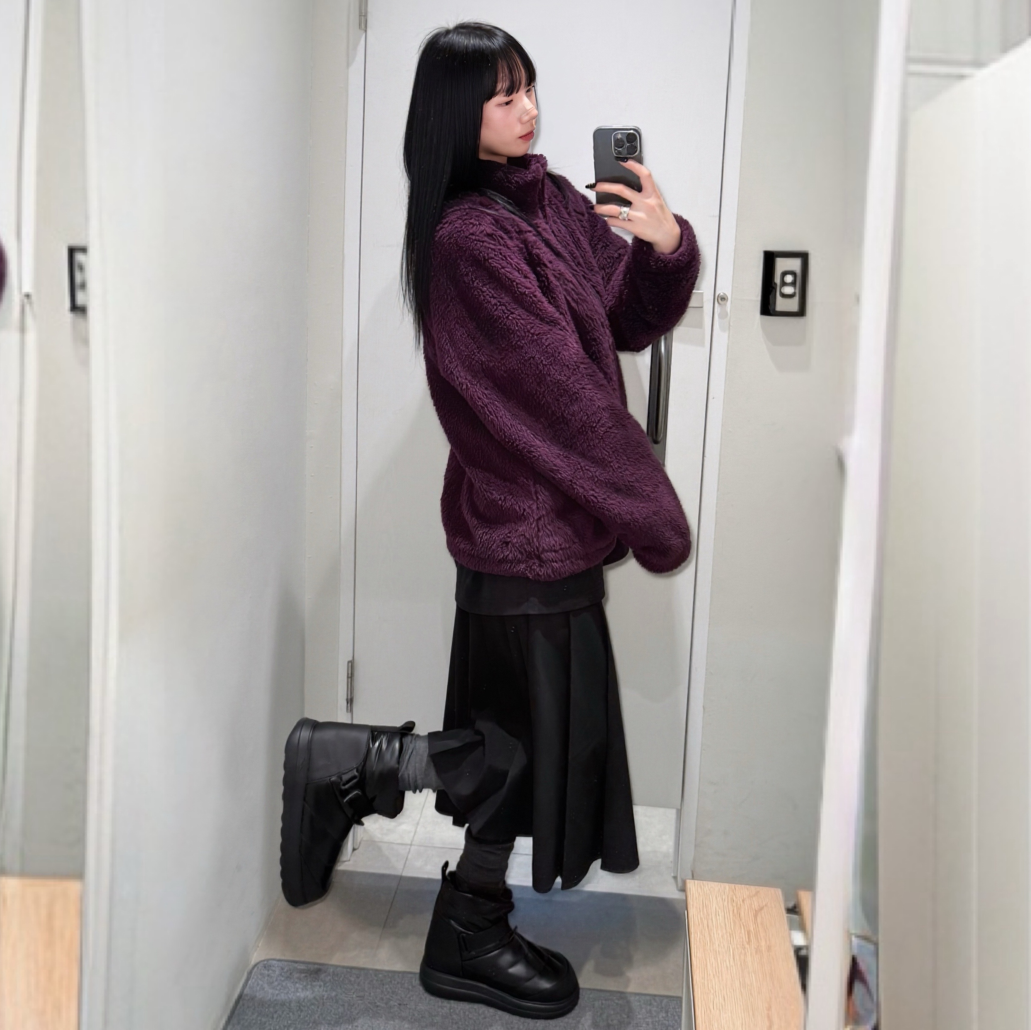 Uniqlo x Needles Fleece Jacket Purple - KR 착용 스타일