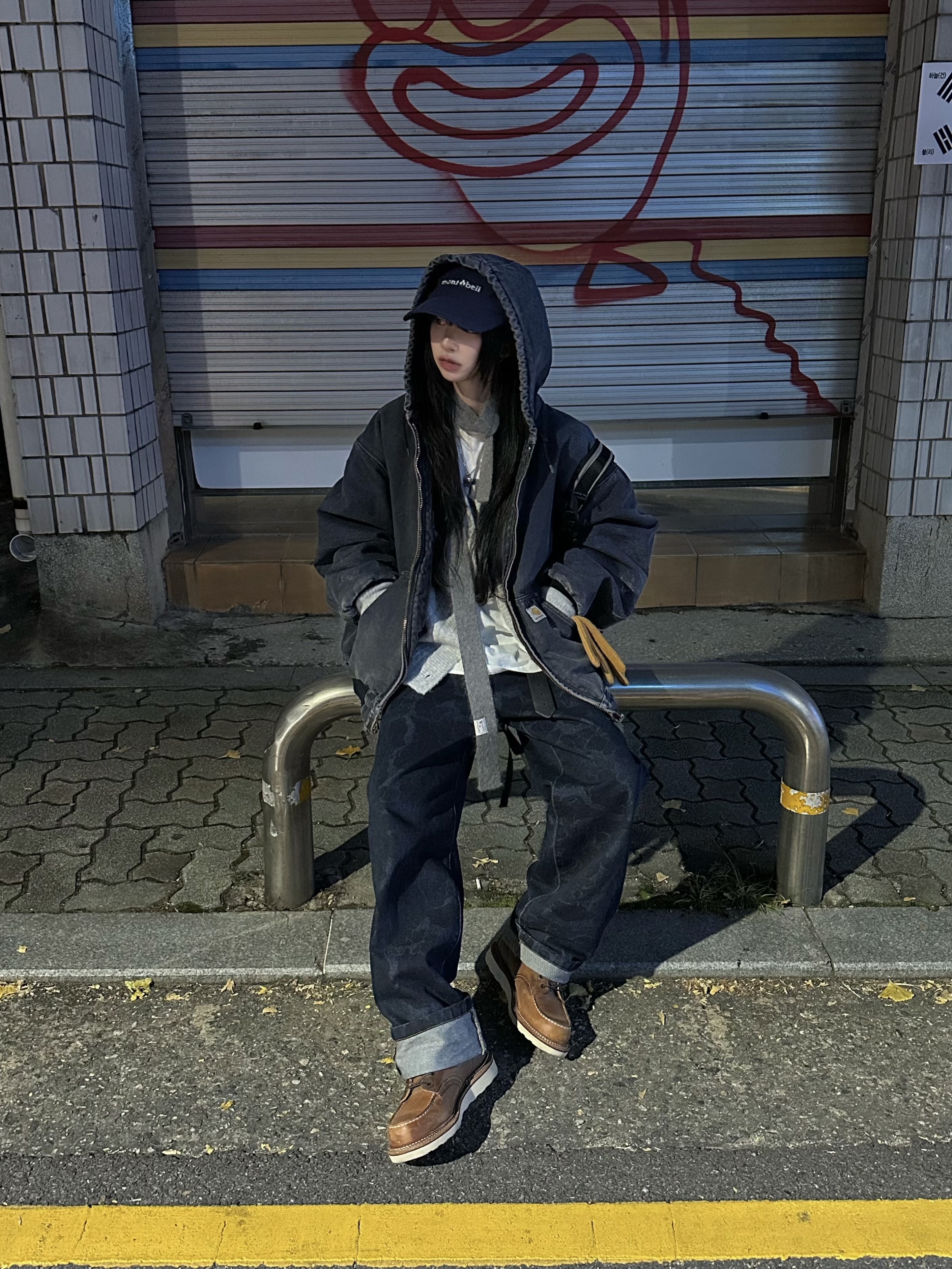 Carhartt WIP Duck Landon Pant Maitland Camo Duck Blue Stone Washed, Red Wing 6 Inch Classic Moc Toe 1907 Copper Rough & Tough - D 착용 스타일 - 3