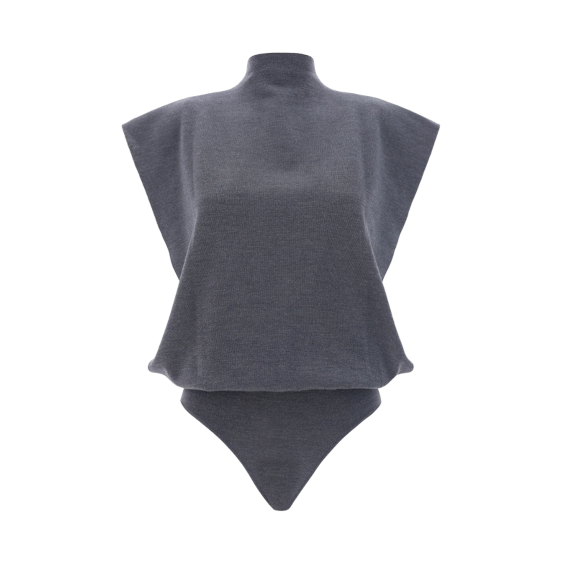 AA9B03036M894-840 (W) Alaia Square Wool Bodysuit Grey