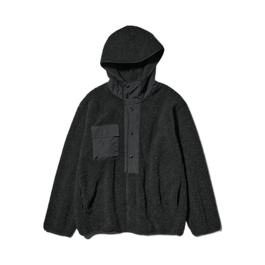 358655-09 GU x Engineered Garments Boa Fleece Snap Parka Black - JP