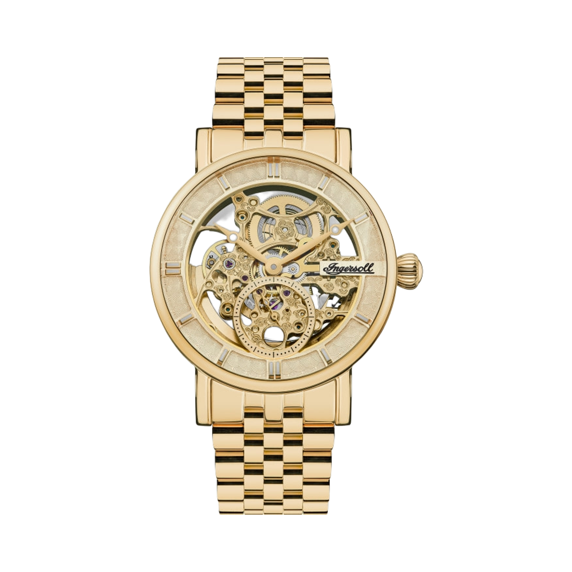 잉거솔 헤럴드 40mm I00408 오토매틱 스테인리스 스틸 골드 골드 다이얼(Ingersoll Herald 40mm I00408 Automatic Stainless Steel Gold Gold Dial)