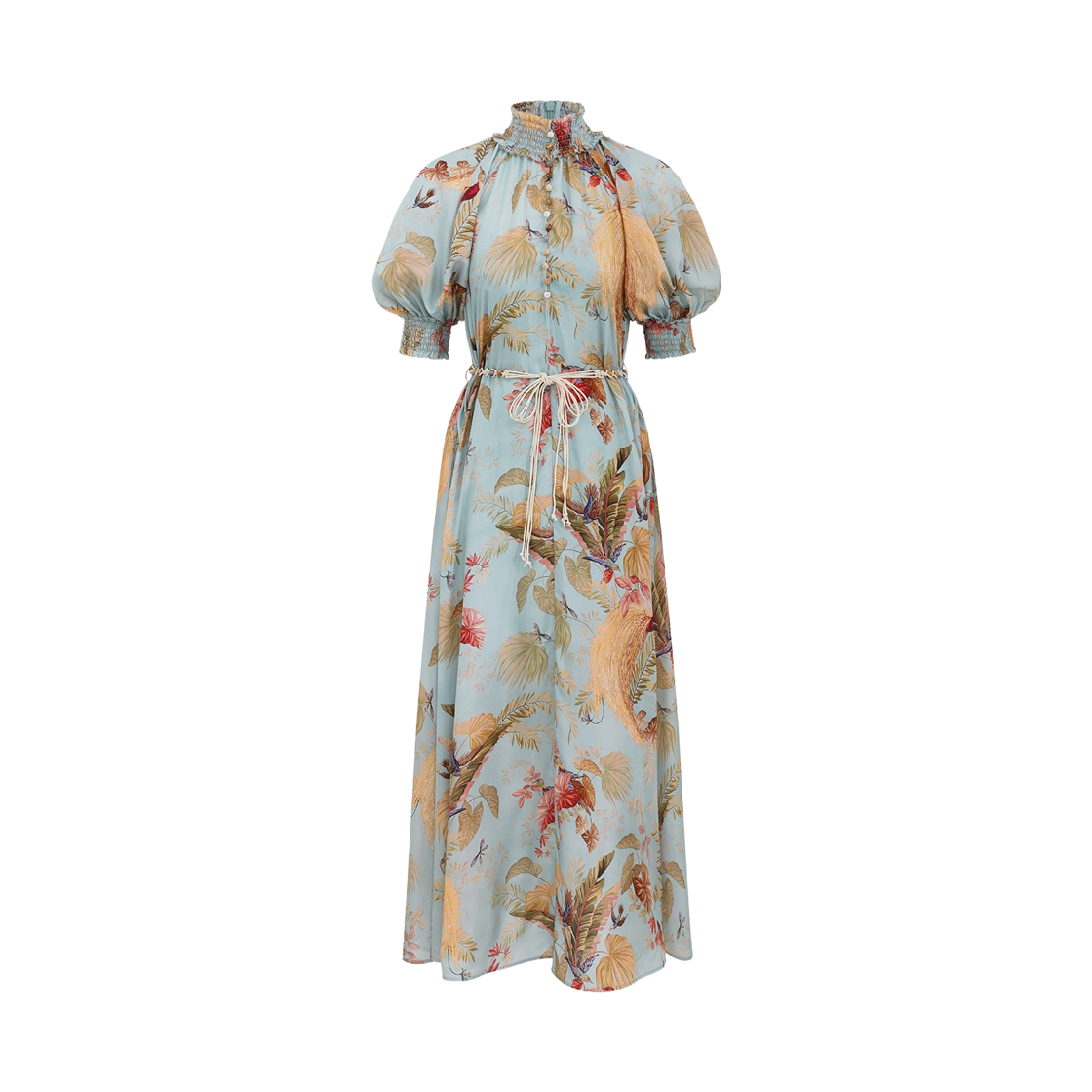 (W) 짐머만 어센션 빌로우 맥시 드레스 아쿠아 팜 플로랄((W) Zimmermann Ascension Billow Maxi Dress Aqua Palm Floral)