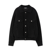 STU Knit Trucker Jacket In Black