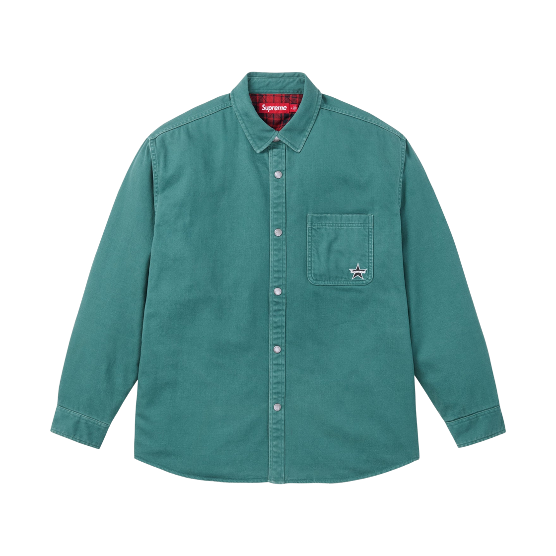 슈프림 퀼티드 라인드 데님 스냅 셔츠 더스티 틸 - 25FW