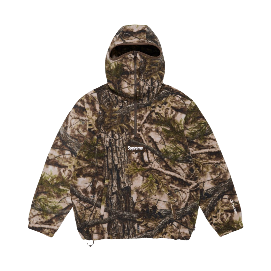 슈프림 폴라텍 페이스 마스크 하프 집 후드 스웨트셔츠 트루팀버 코다 카모 - 25FW