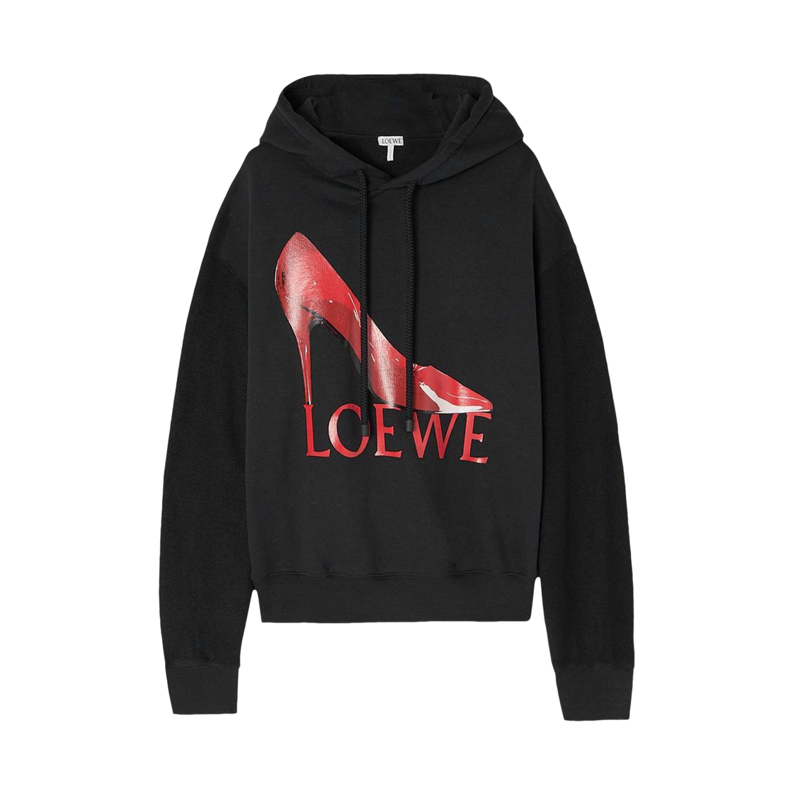 LOEWE / ロエベ | PUMP HOODIE リラックスフィット プリント フーデッドパーカ | S | ブラック/レッド | レディース リラックスフィット フーディー（コットン） ブラック - ロエベ 日本