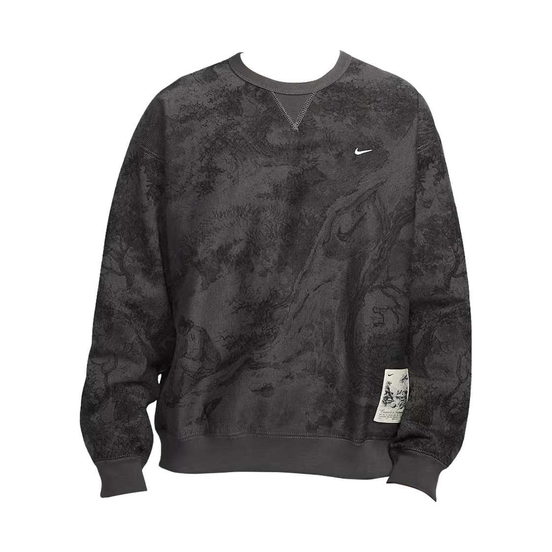 HV4119-254 Nike Solo Swoosh Fleece Crew Medium Ash Black - Asia