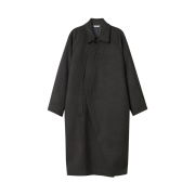 STU Curved Double Line Mac Coat In Cashmere Charcoal