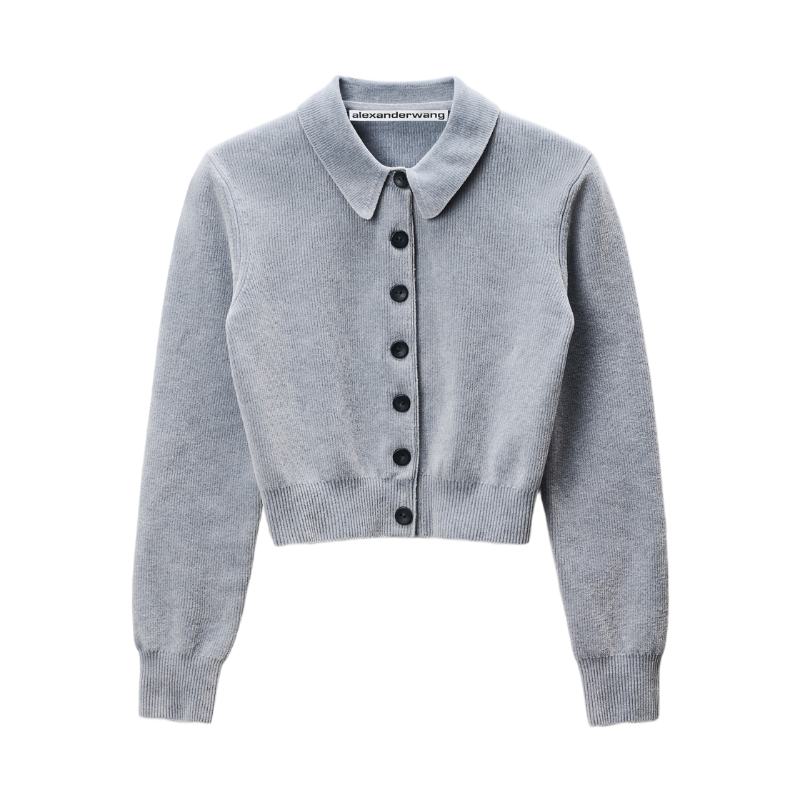 (W) 알렉산더 왕 코튼 블렌드 셔닐 가디건 그레이((W) Alexander Wang Cotton Blend Chenille Cardigan Grey)