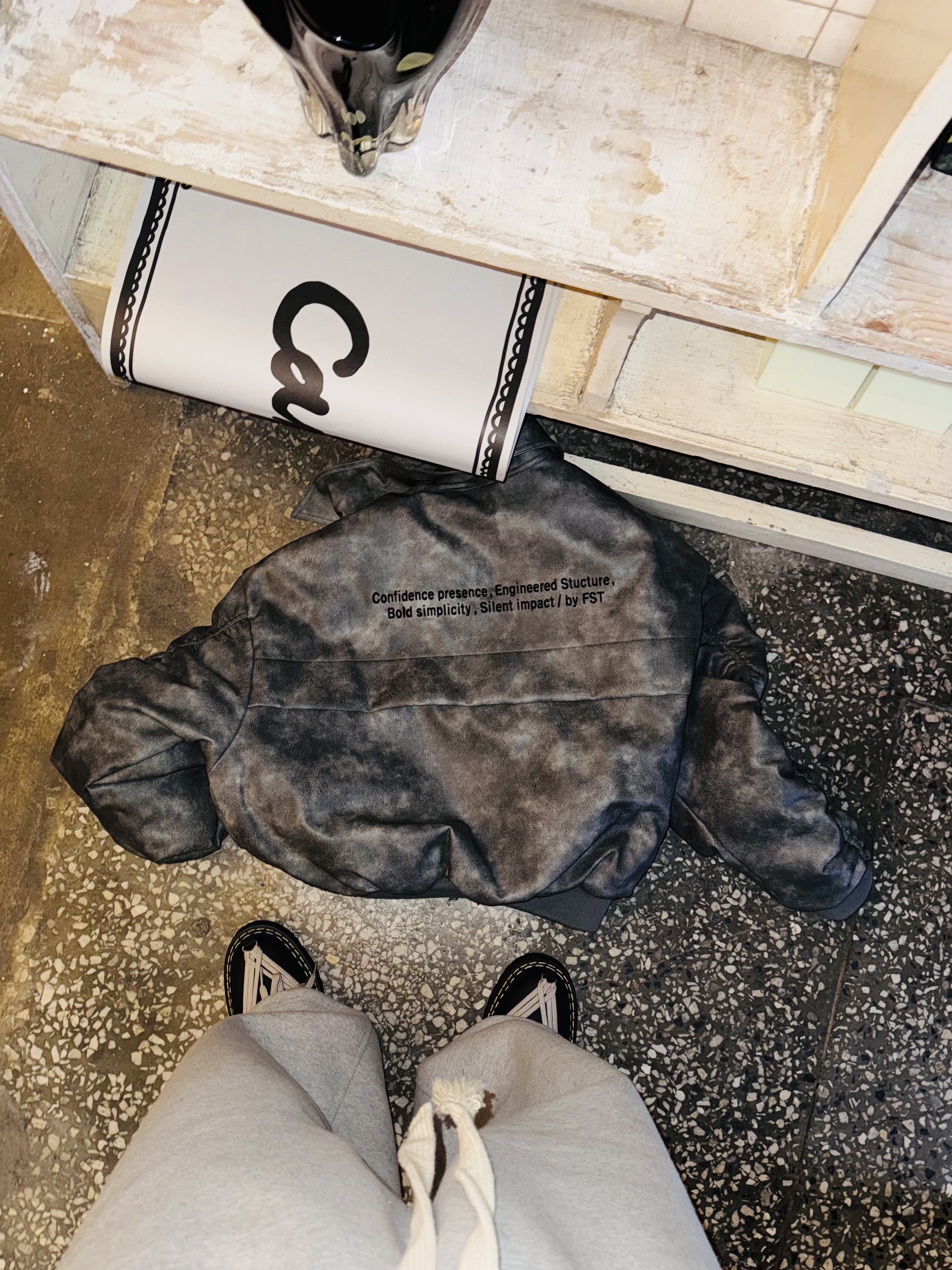 Force Sensitive FS Leather MA-1 Black, Nonnod Scuba Pajama Pants Grey 착용 스타일 - 3