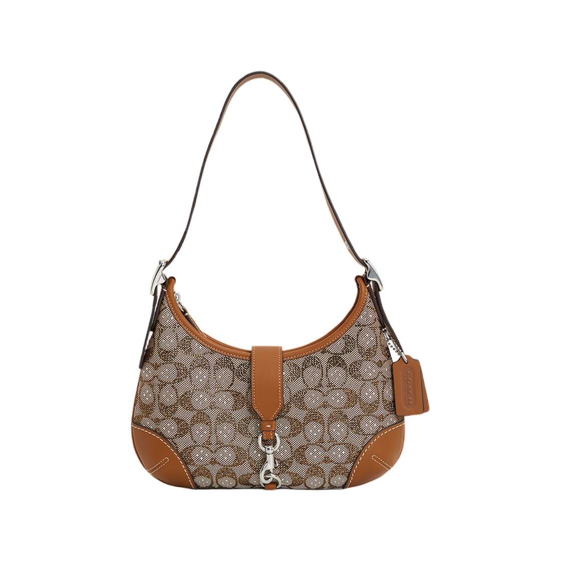 CW654-LHBAR Coach Hamptons 25 Crystal Hobo Bag Brown
