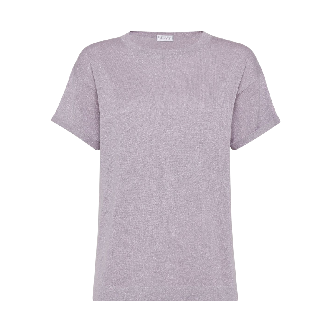 M41810000-C9101 (W) Brunello Cucinelli Sparkling Cashmere and Silk Lightweight Knit T-Shirt Lilac