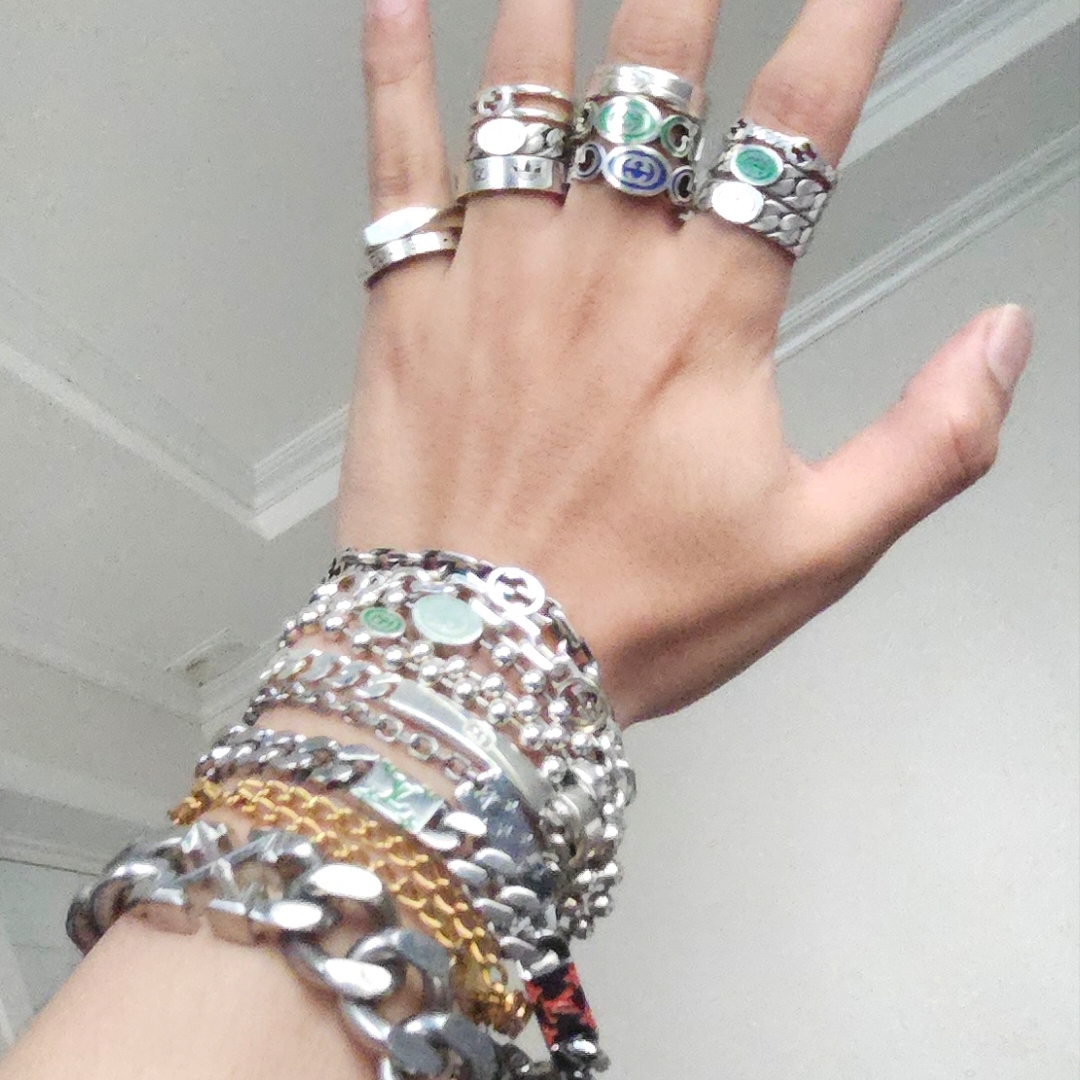 Gucci Interlocking G Boule Chain Bracelet Silver 착용 스타일