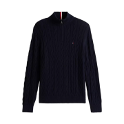 Tommy Hilfiger Cable Knit Quarter Zip Sweater Navy
