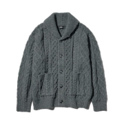 GU x Engineered Garments Cable Shawl Collar Cardigan Gray