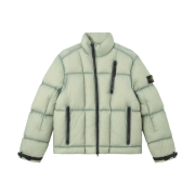 Stone Island 4100017 Seam Faded Light Nylon Tela Lightweight Stand Collar Down Jacket Sage Green - 26SS