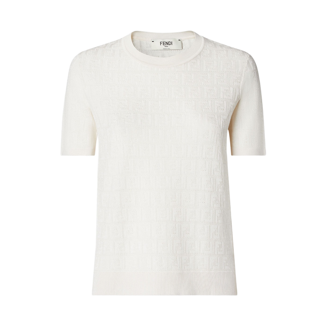 FZXD57AUZRF0ZNM (W) Fendi FF Cotton and Viscose Sweater White