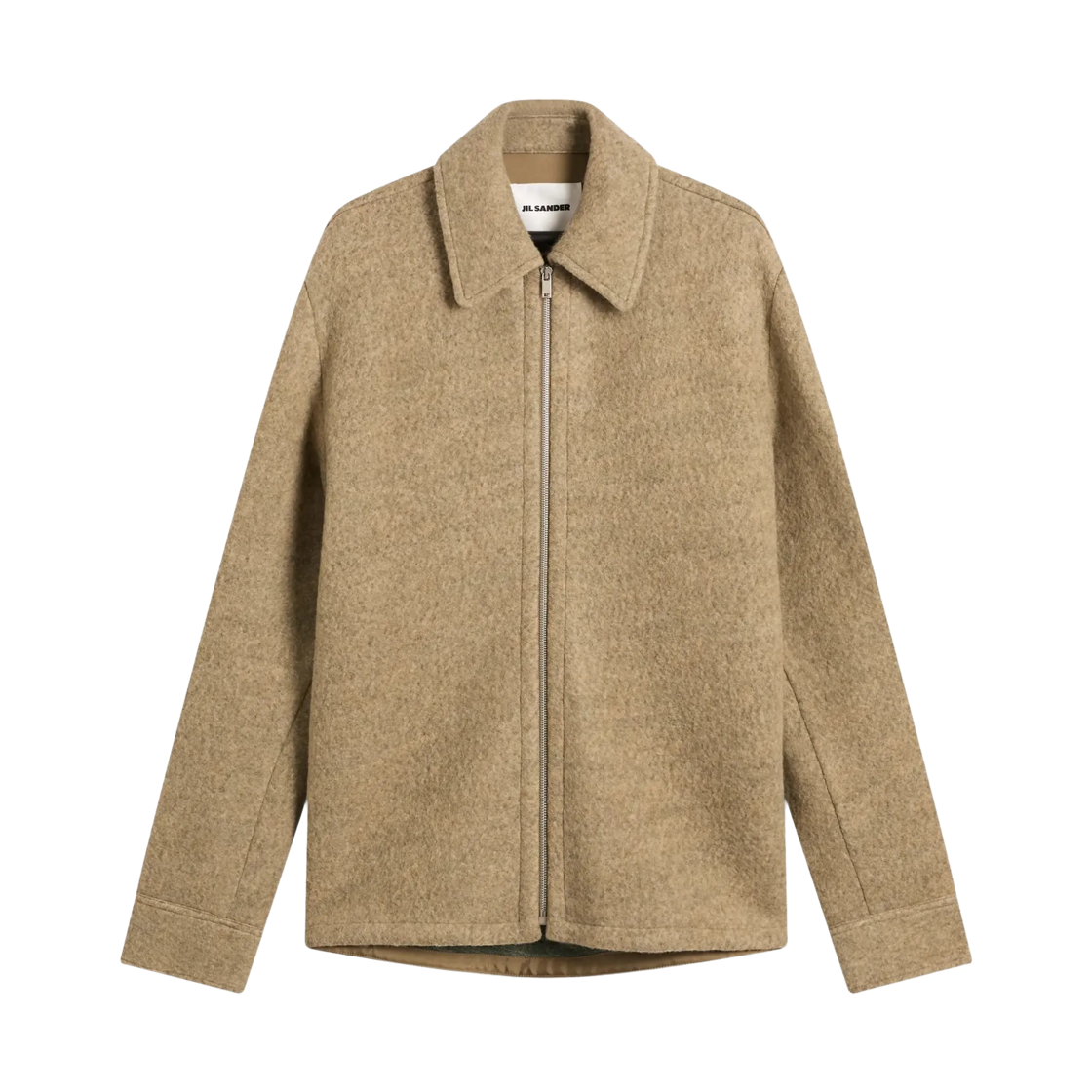 J22DL0315-J20321-367 Jil Sander Felted Wool Melange Zip Up Jacket Beige