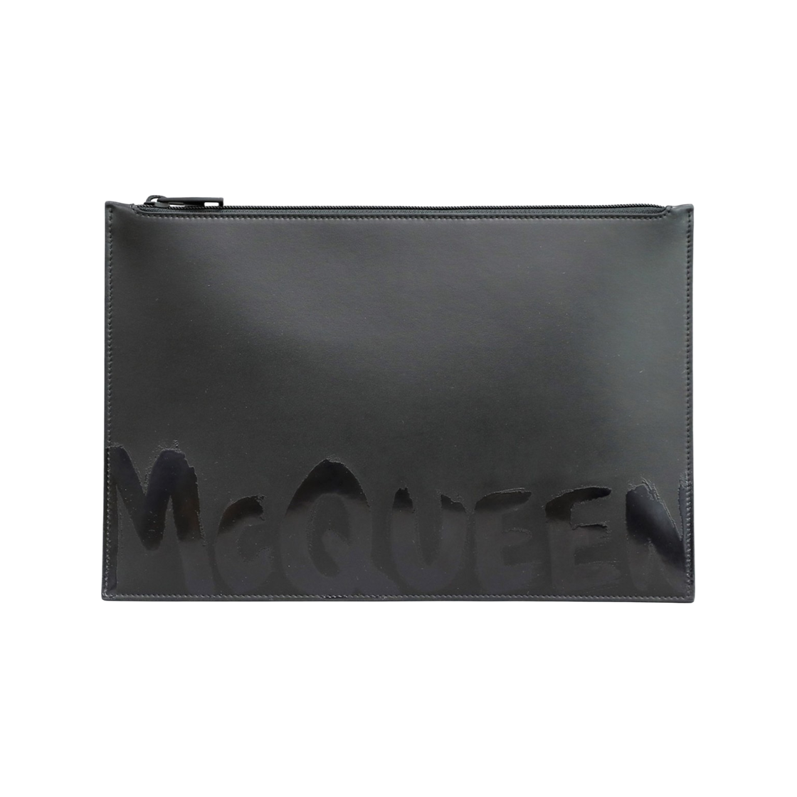 5604721AACS1000 Alexander McQueen Logo Print Clutch Black