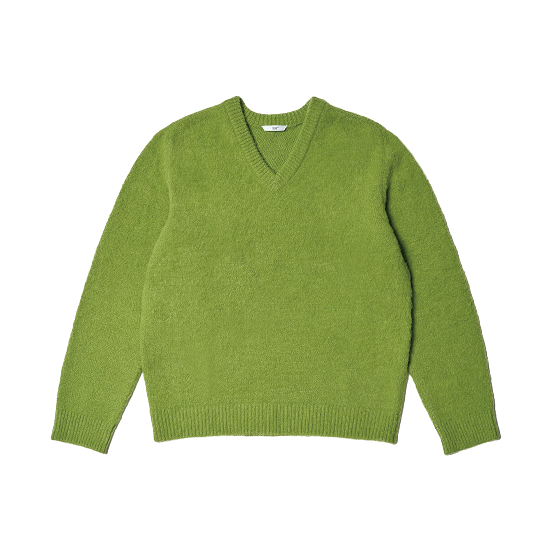 에스티유 부클 브이넥 니트 인 페어그린(STU Boucle V-Neck Knit In Pear Green)