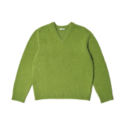 STU Boucle V-Neck Knit In Pear Green