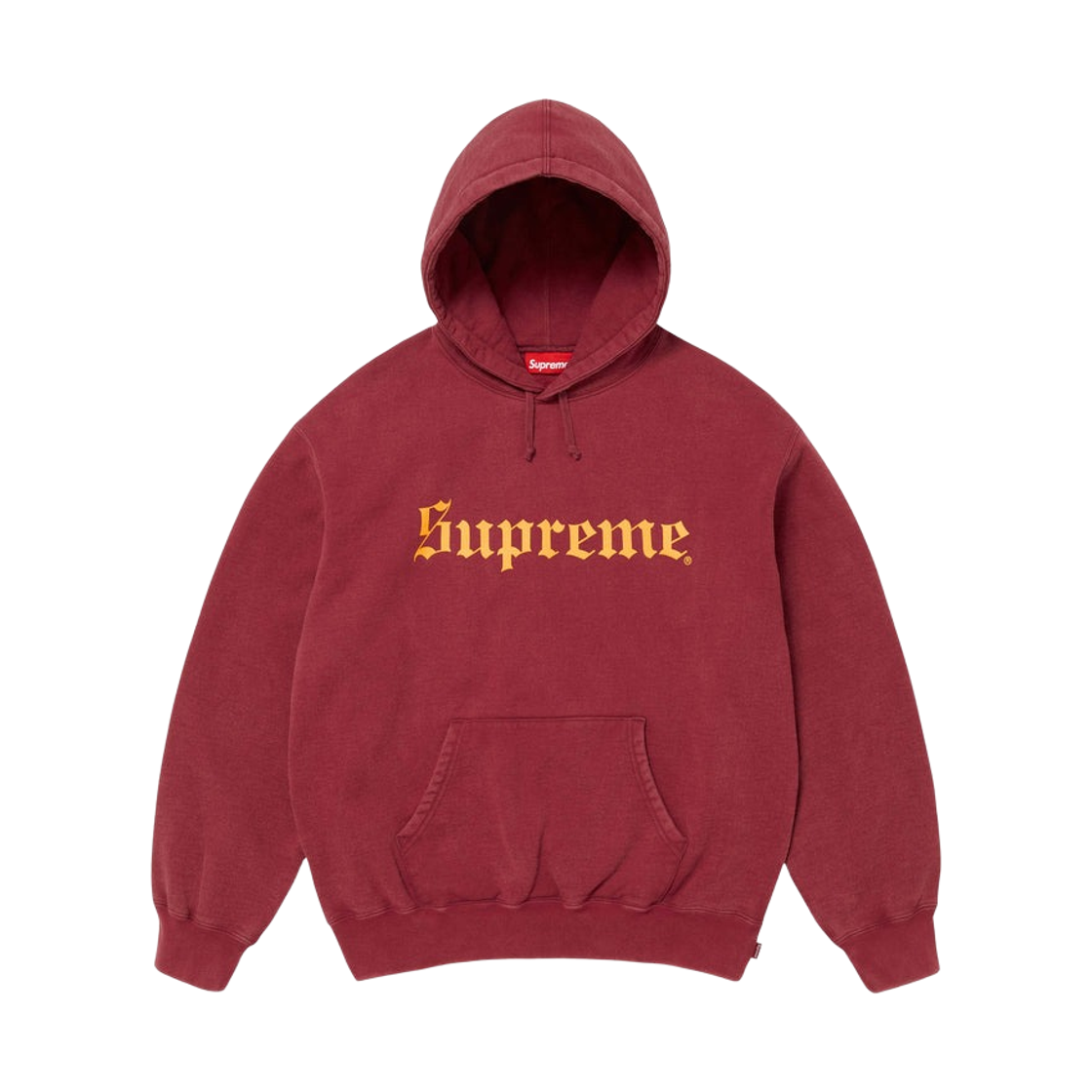 슈프림 워시드 올드 잉글리쉬 후드 스웨트셔츠 카디널 - 25FW
