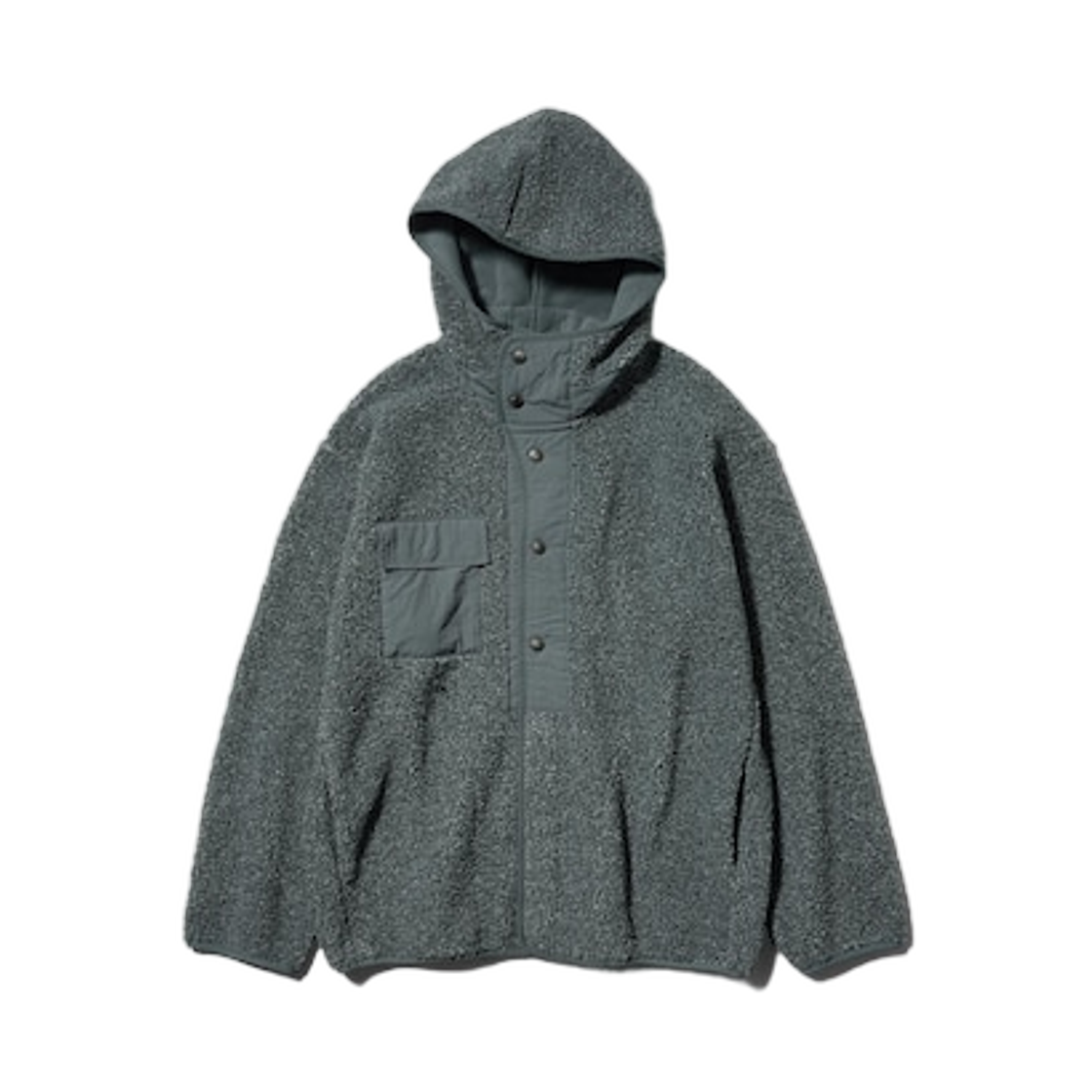 358655-07 GU x Engineered Garments Boa Fleece Snap Parka Gray - JP