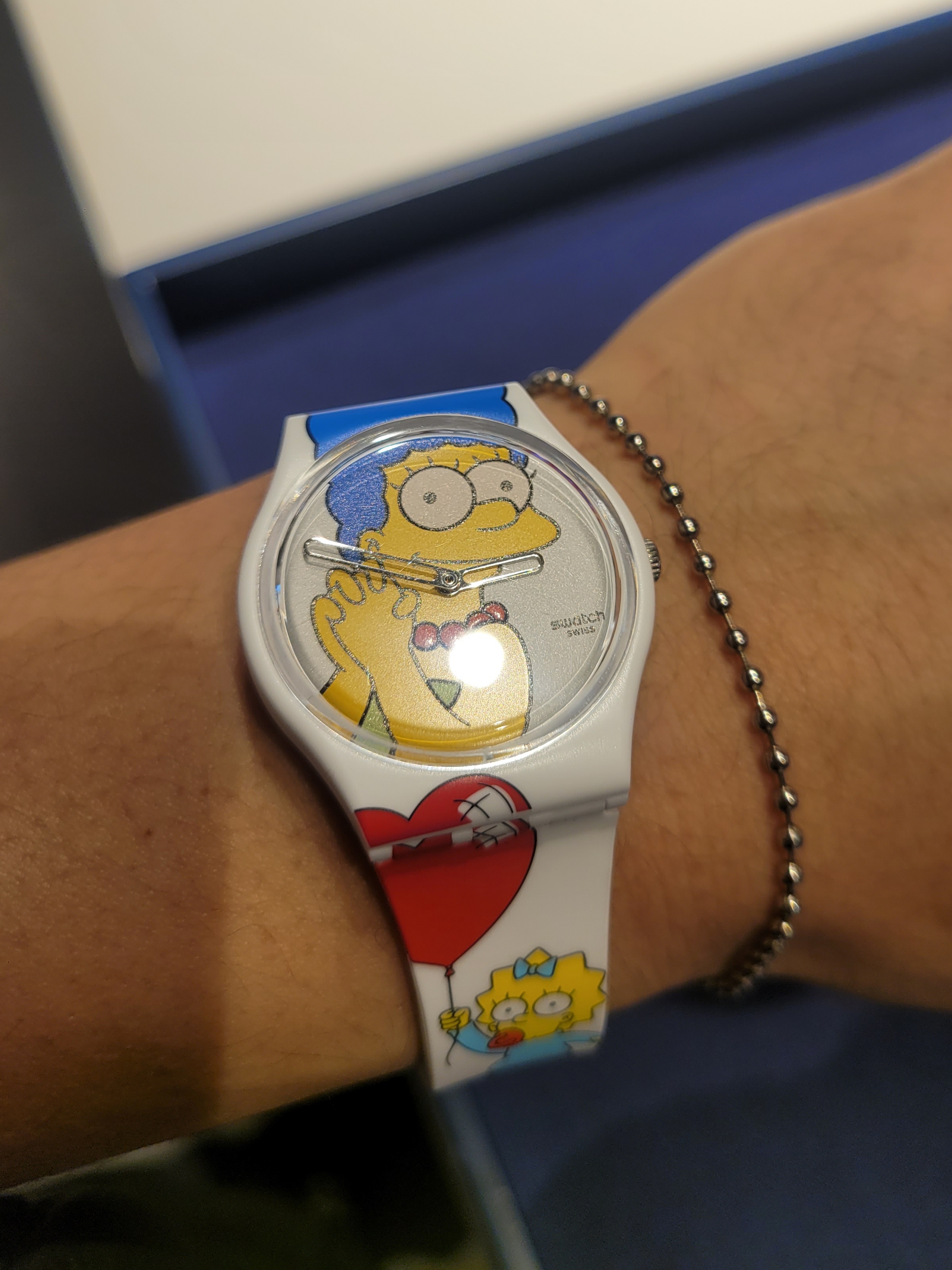 Swatch x Blancpain Bioceramic 42.3mm Pink Ocean, Swatch x Omega x Snoopy Bioceramic Moonswatch Mission To The Moonphase New Moon 착용 스타일 - 8