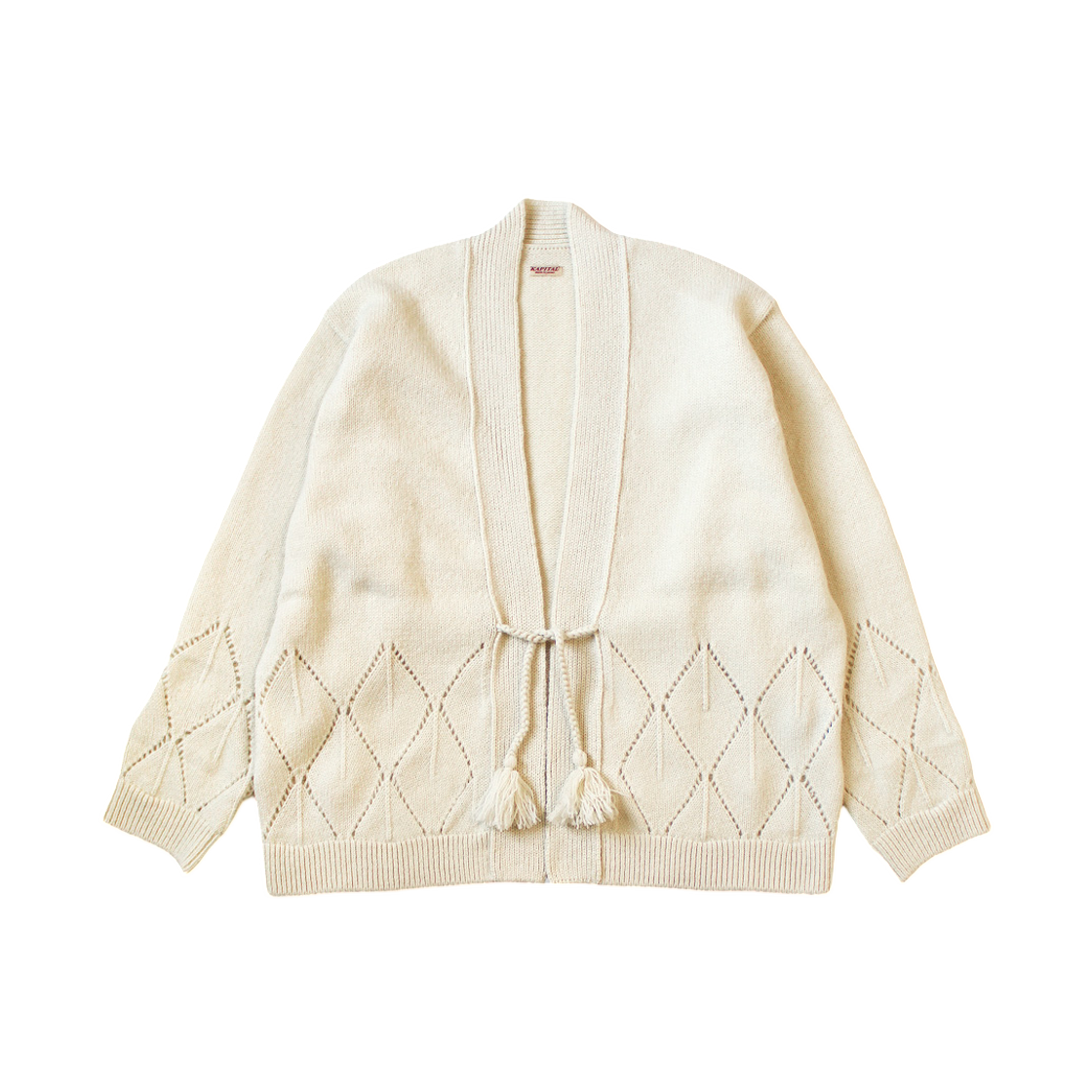 캐피탈 5G 울 니들 펀치드 아가일 가디건 키나리(Kapital 5G Wool Needle-Punched Argyle Cardigan Kinari) - 1