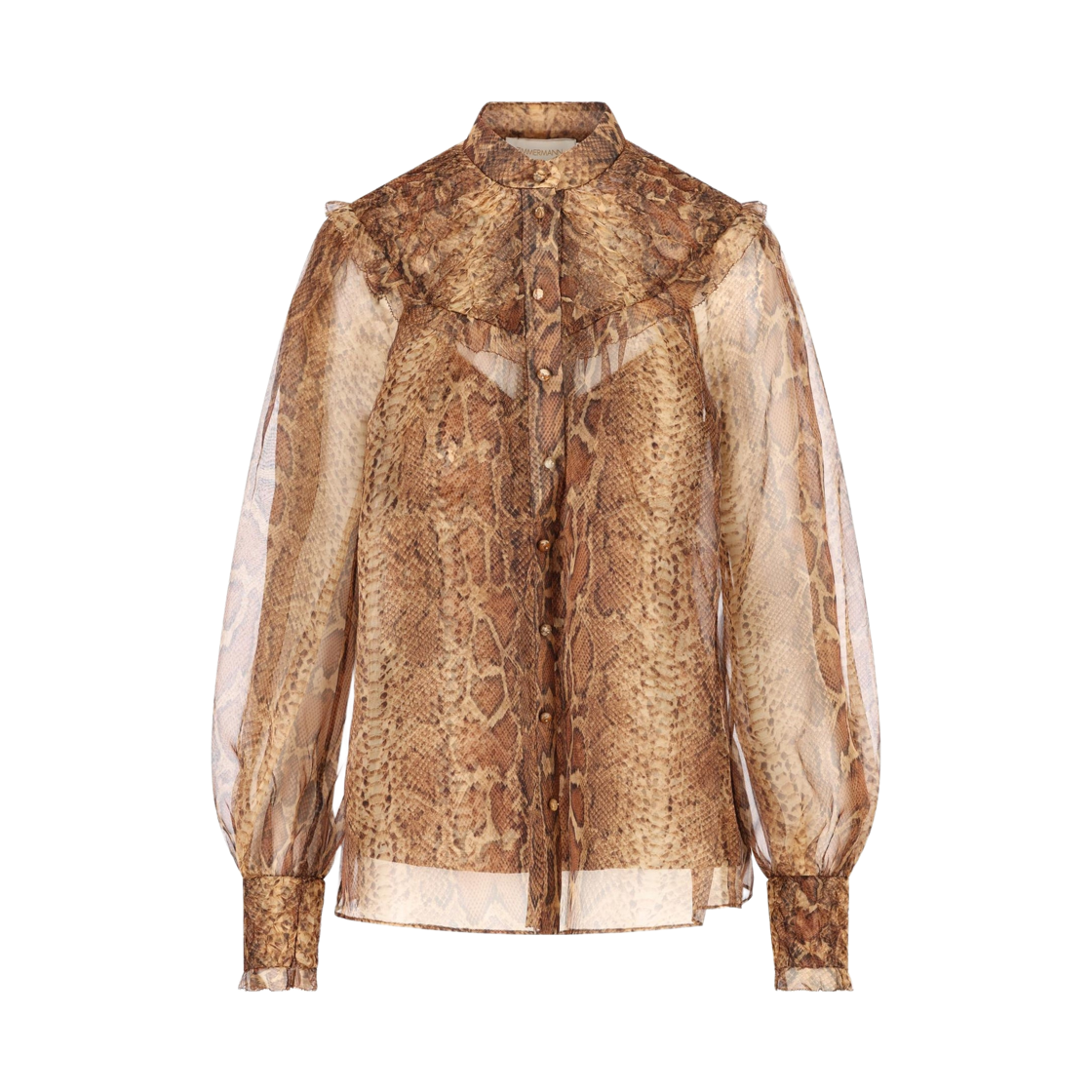 6158TF251 (W) Zimmermann Hypnotic Smocked Blouse Toffee Snake