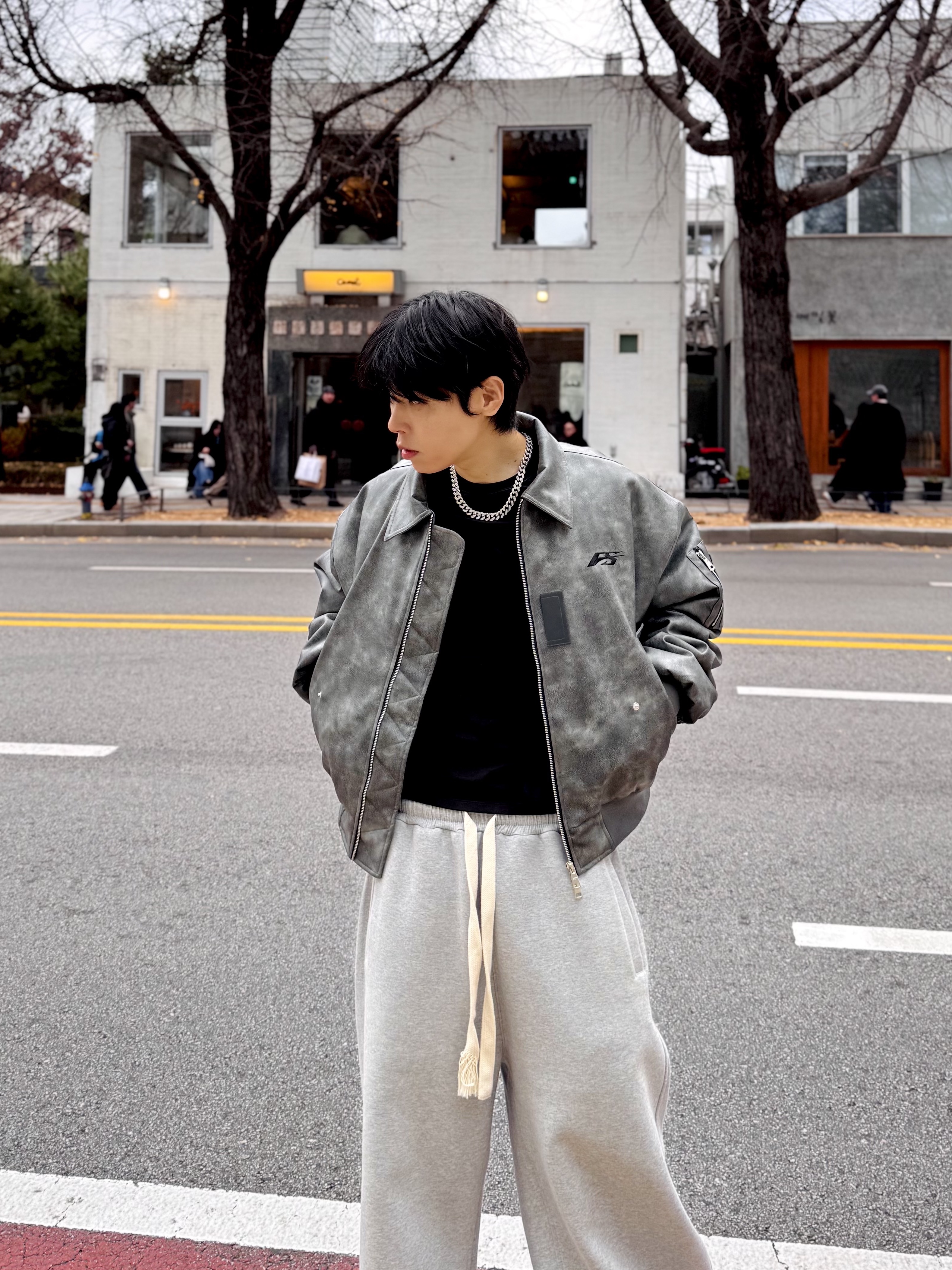 Force Sensitive FS Leather MA-1 Black, Nonnod Scuba Pajama Pants Grey 착용 스타일 - 1