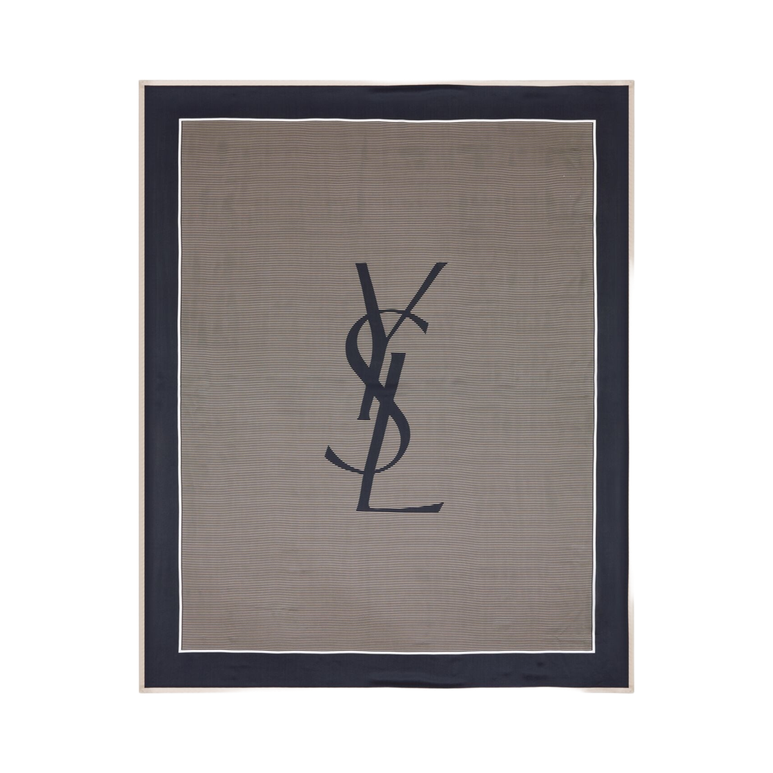 8221383-Y039-4178 Saint Laurent Cassandre Striped Stole Navy Ivory