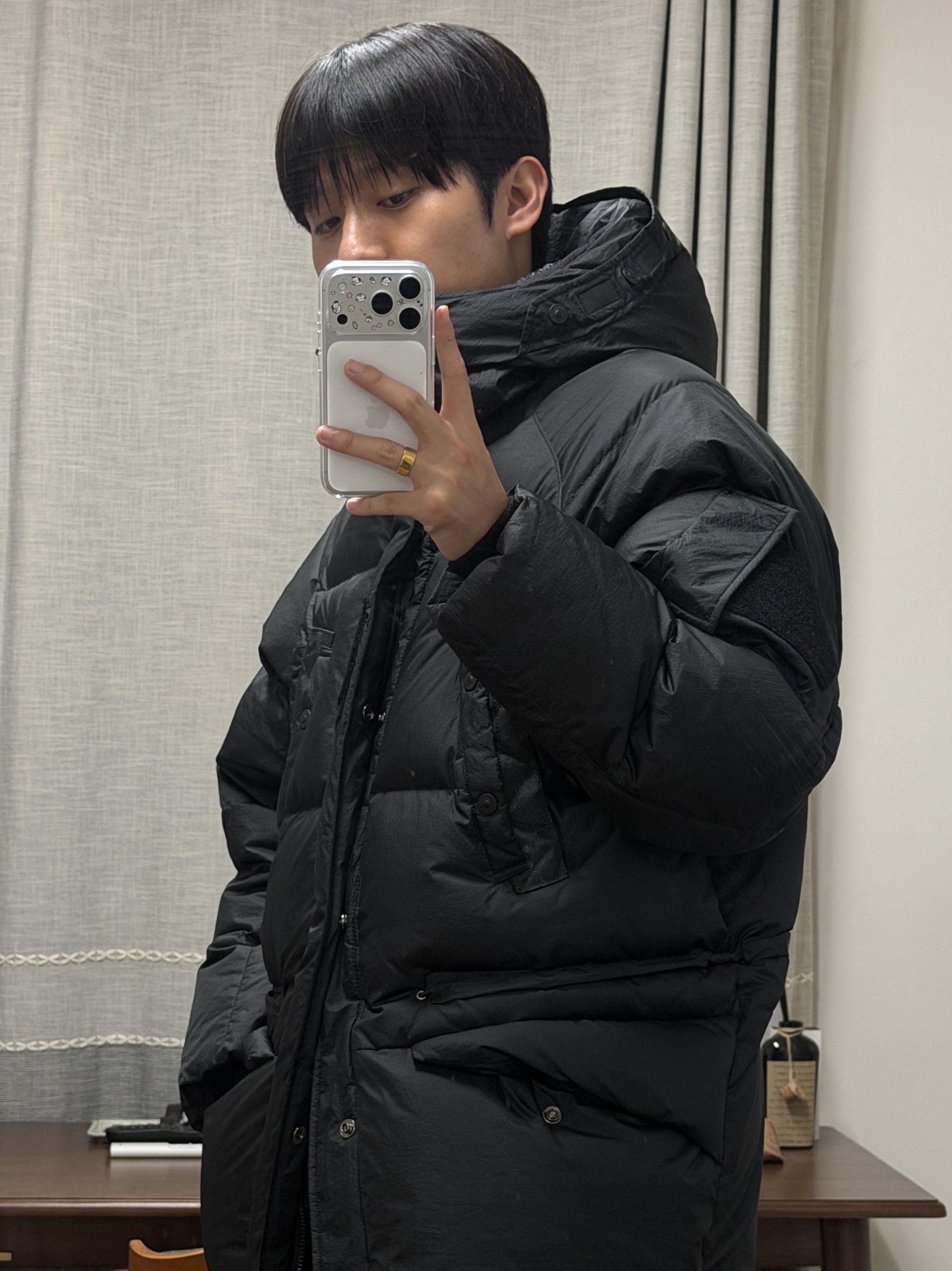 Comme des Garcons Homme Plus Nylon Backpack Large Black, SERIES x UNAFFECTED M90 ECWCS Down Parka Dark Gray 착용 스타일 - 5