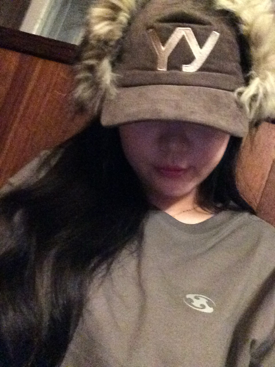 Open Yy Faux Fur Corduroy Earflap Cap Khaki, Sansan Gear Logo Long Sleeves Khaki_25FW 착용 스타일 - 2