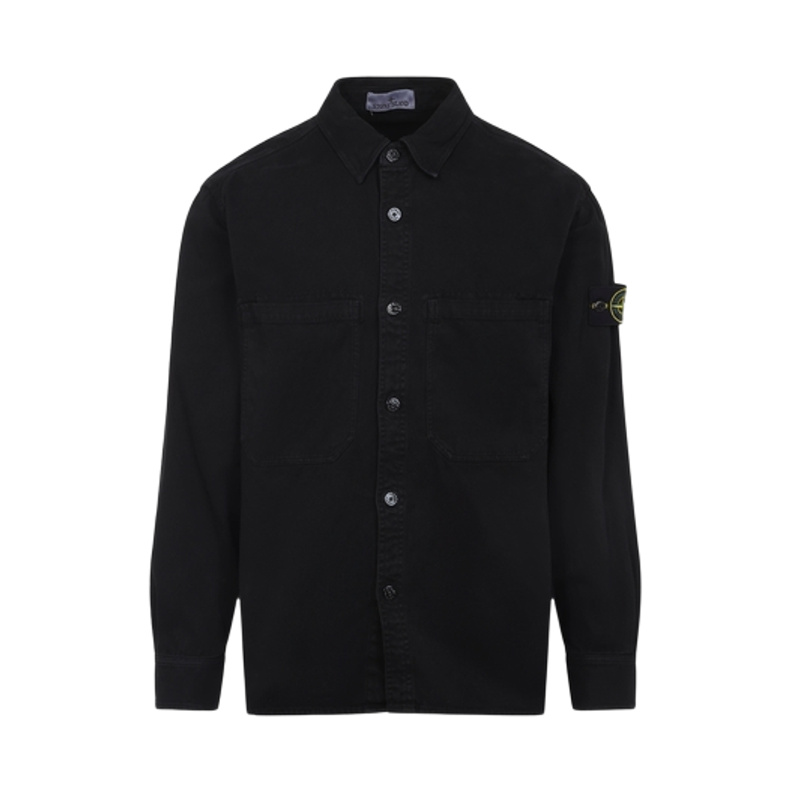 K2S1512000-25S0184-V0129 Stone Island 1200025 Organic Panama Cotton Old Effect Comfort Fit Overshirt with Chest Pockets Black - 25FW