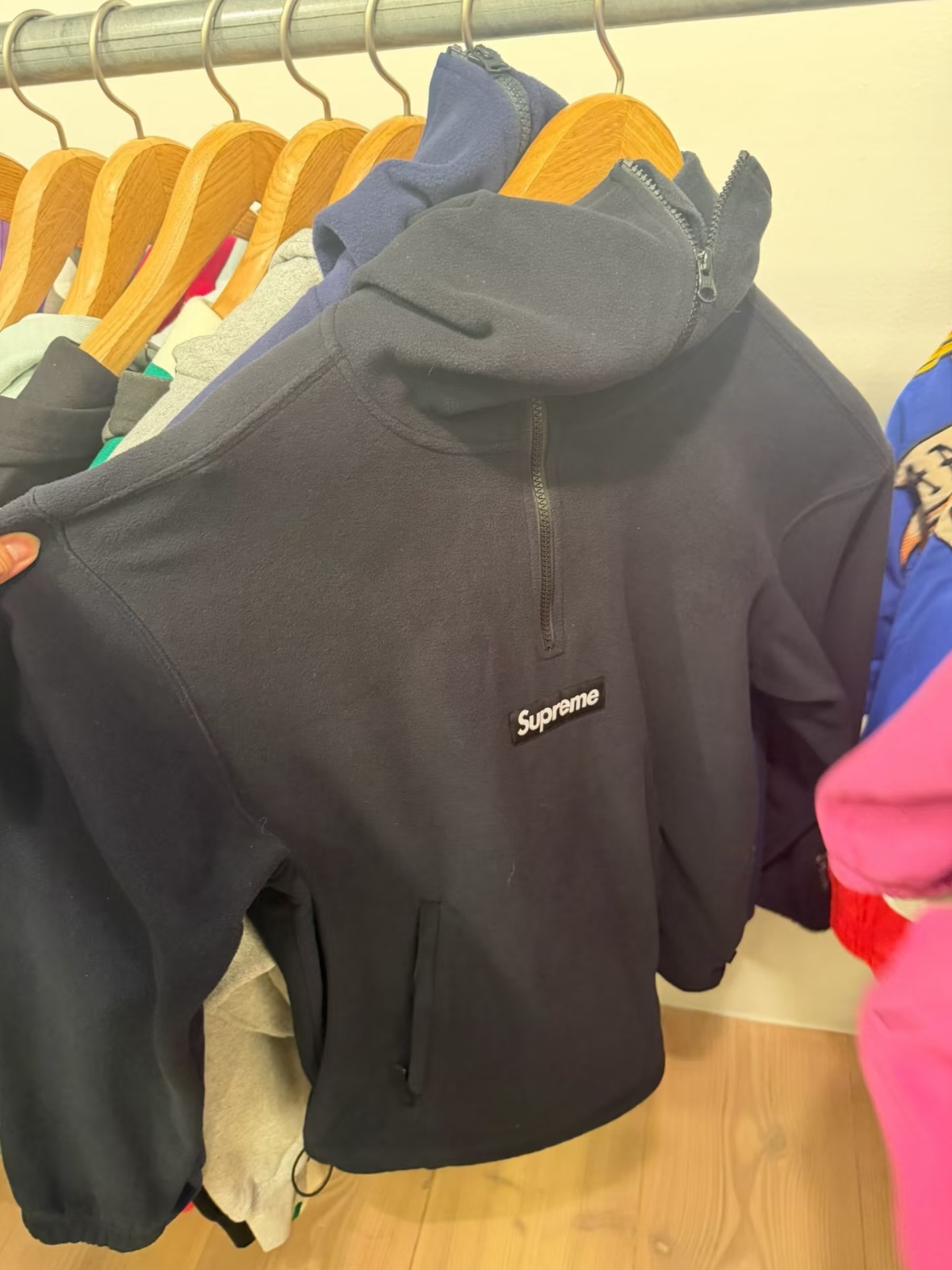 Supreme Polartec Face Mask Half Zip Hooded Sweatshirt Black - 25FW 착용 스타일