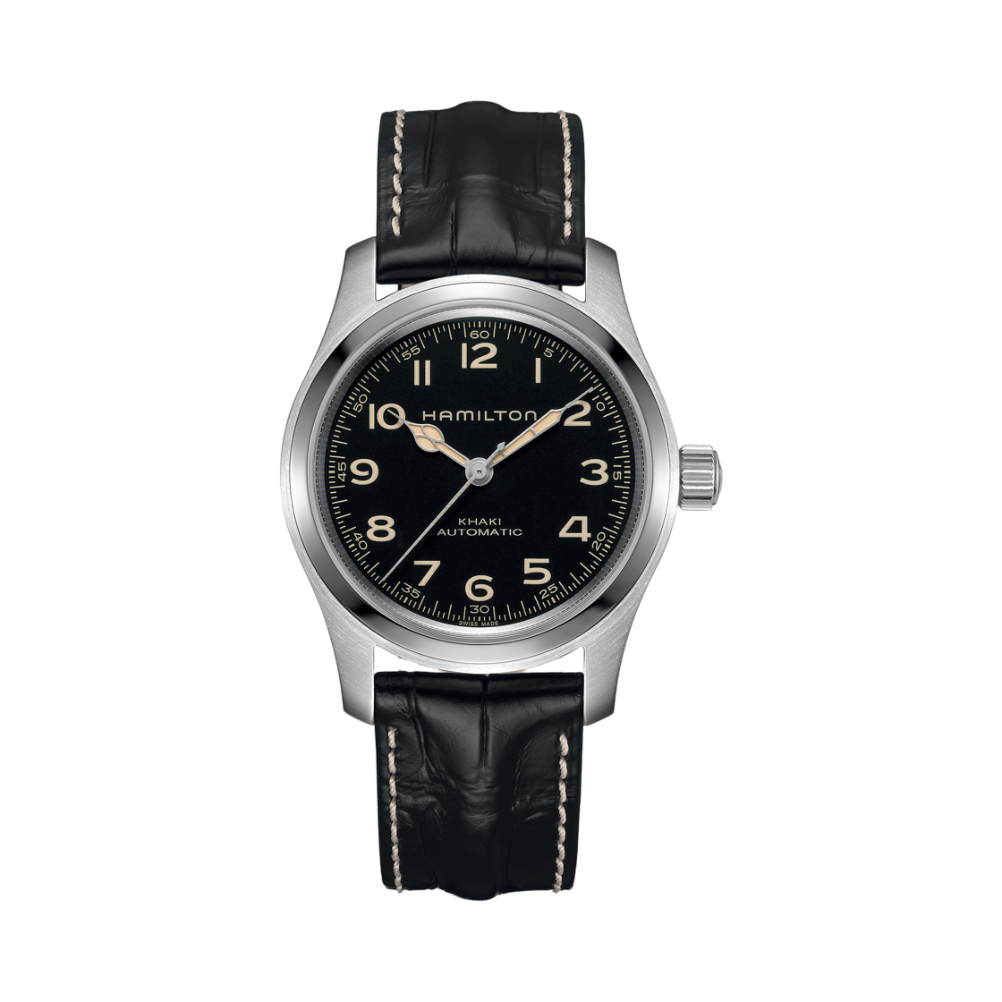 해밀턴 카키 필드 머피 42mm 오토매틱 스테인리스 스틸 레더 브레이슬릿 세트 블랙(Hamilton Khaki Field Murph 42mm Automatic Stainless Steel Leather Bracelet Set Black) - 1