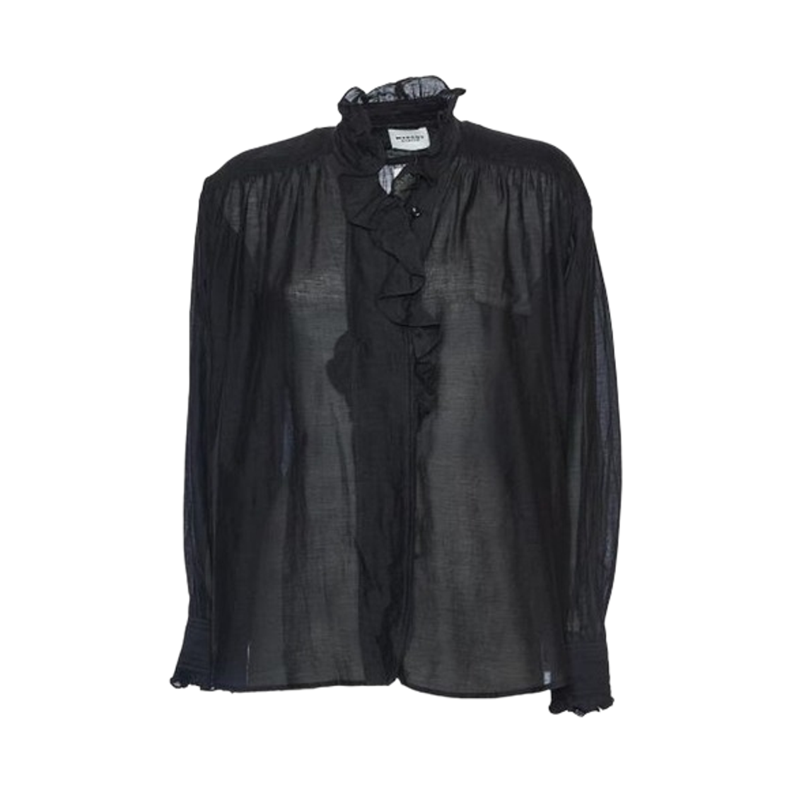 HT0001FC-B3J04E-01BK (W) Isabel Marant Pamias Ruffle Top Black - 25FW