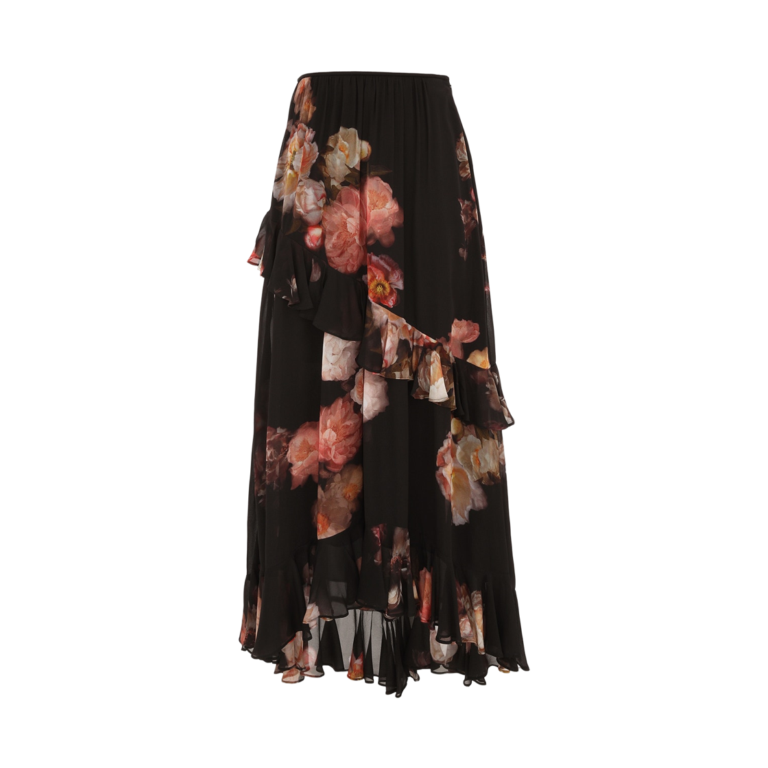 5352SF251 (W) Zimmermann Hypnotic Asymmetric Skirt Russet Floral