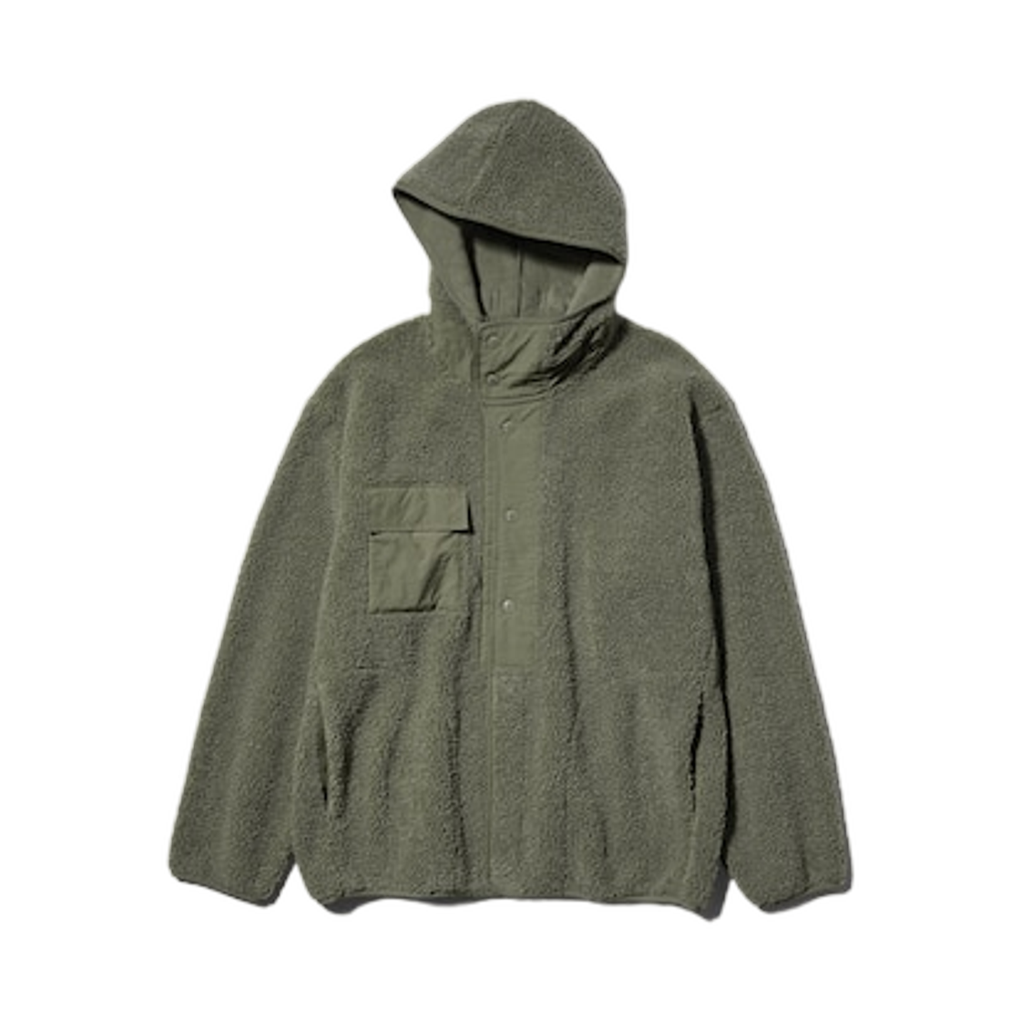 358655-57 GU x Engineered Garments Boa Fleece Snap Parka Olive - JP