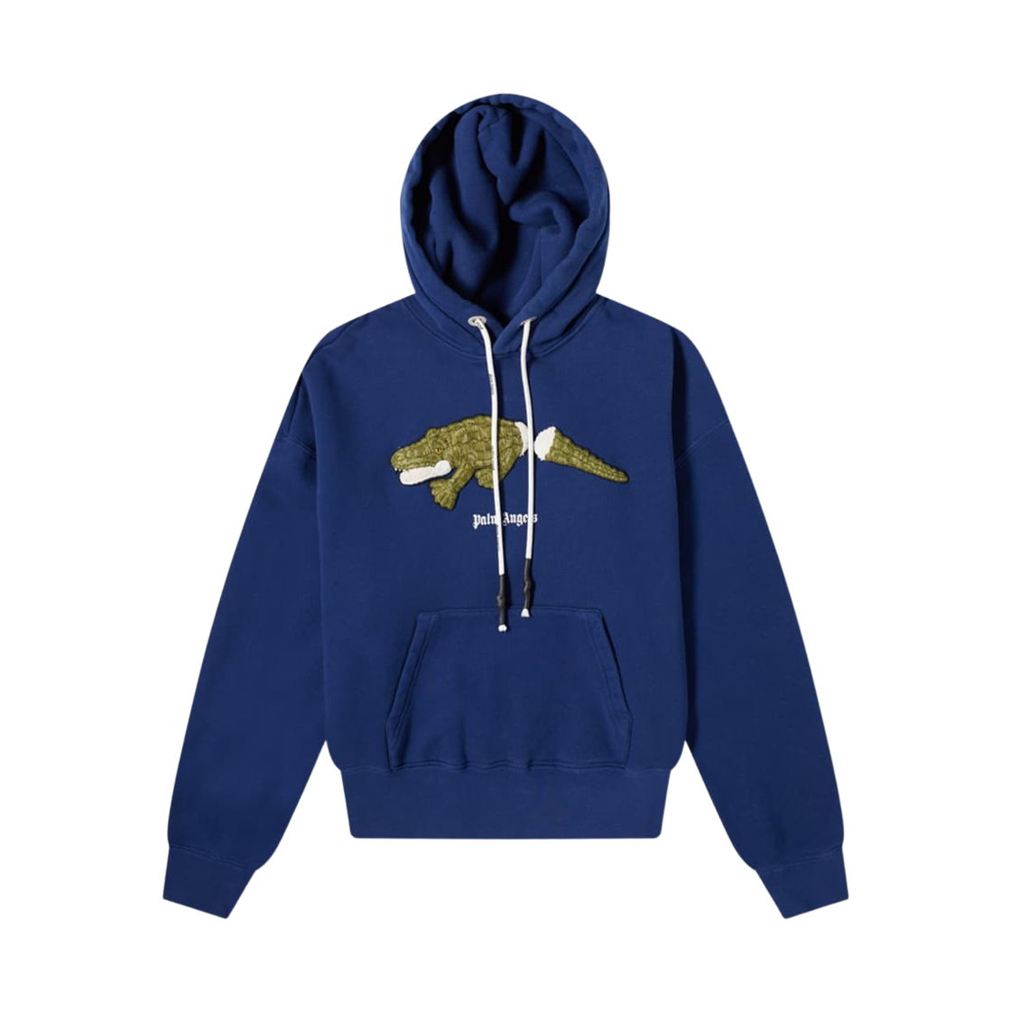 팜 엔젤스 크로커다일 팝오버 후드 네이비 블루 그린(Palm Angels Crocodile Popover Hoodie Navy Blue Green)
