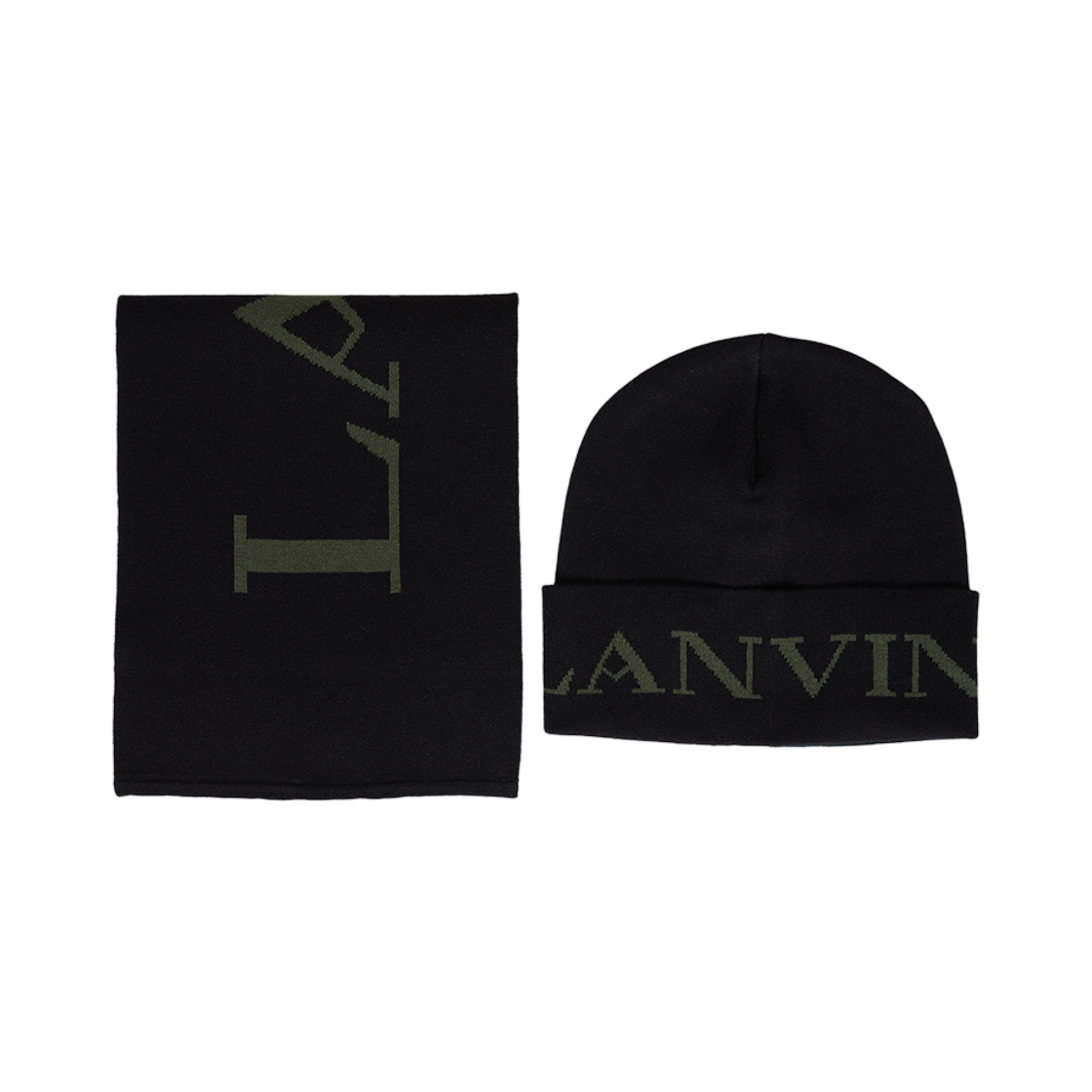 (키즈) 랑방 머플러 비니 세트 네이비((Kids) Lanvin Muffler Beanie Set Navy)